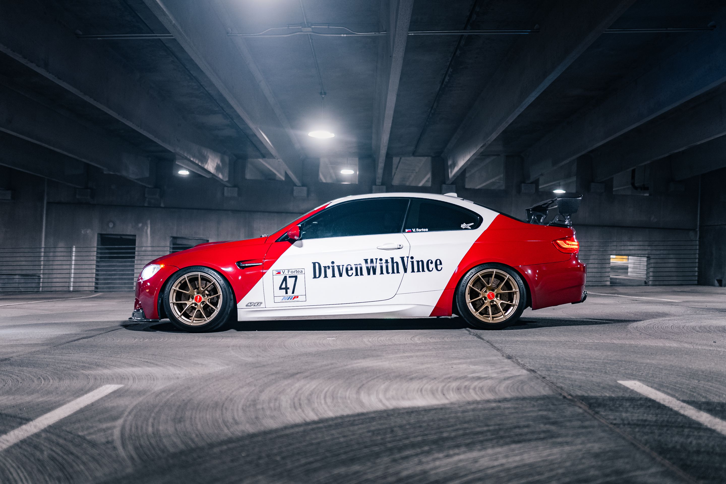 Multicolor BMW E92 Coupe M3 with 18" VS-5RS Apex wheels in Motorsport Gold