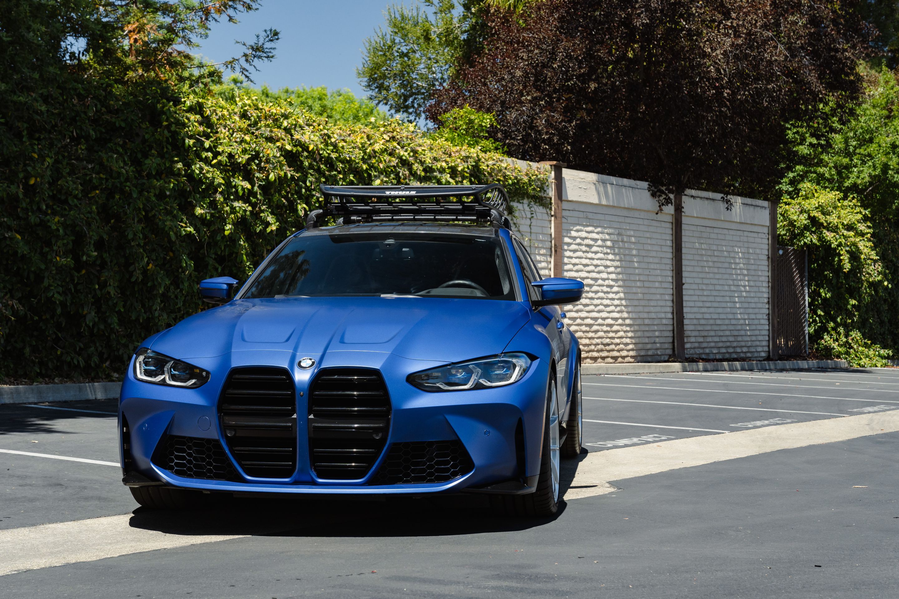 Blue BMW G80 M3 with 20" VS-5RS Apex wheels in Brushed Clear