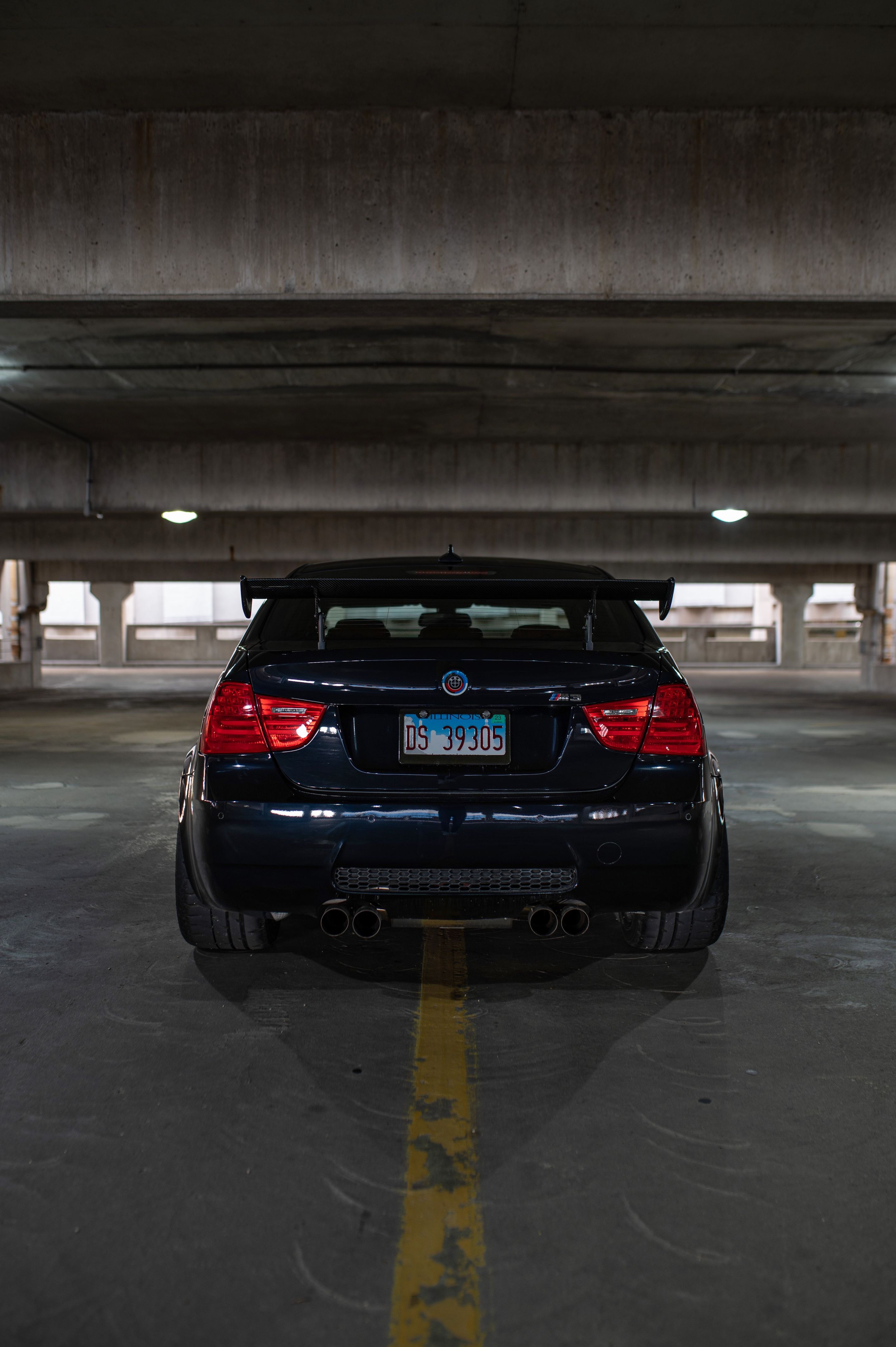 Black BMW E90 Sedan M3 with 18" ARC-8 Apex wheels in Satin Black