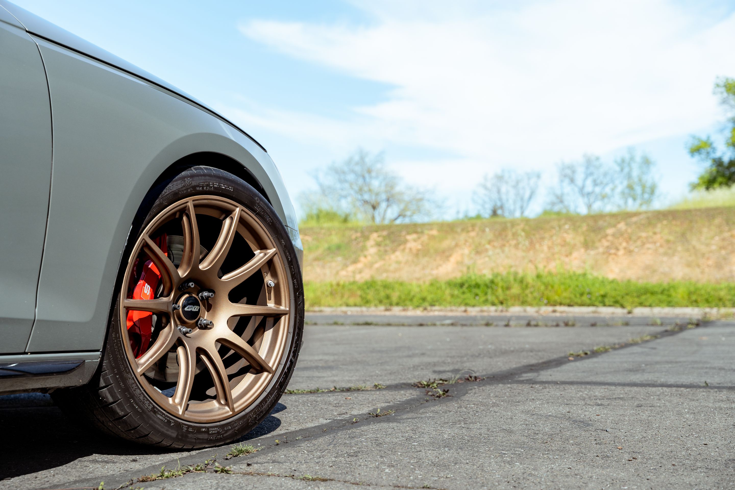 Grey Audi B9 S4 with 19" SM-10 Apex wheels in Satin Bronze