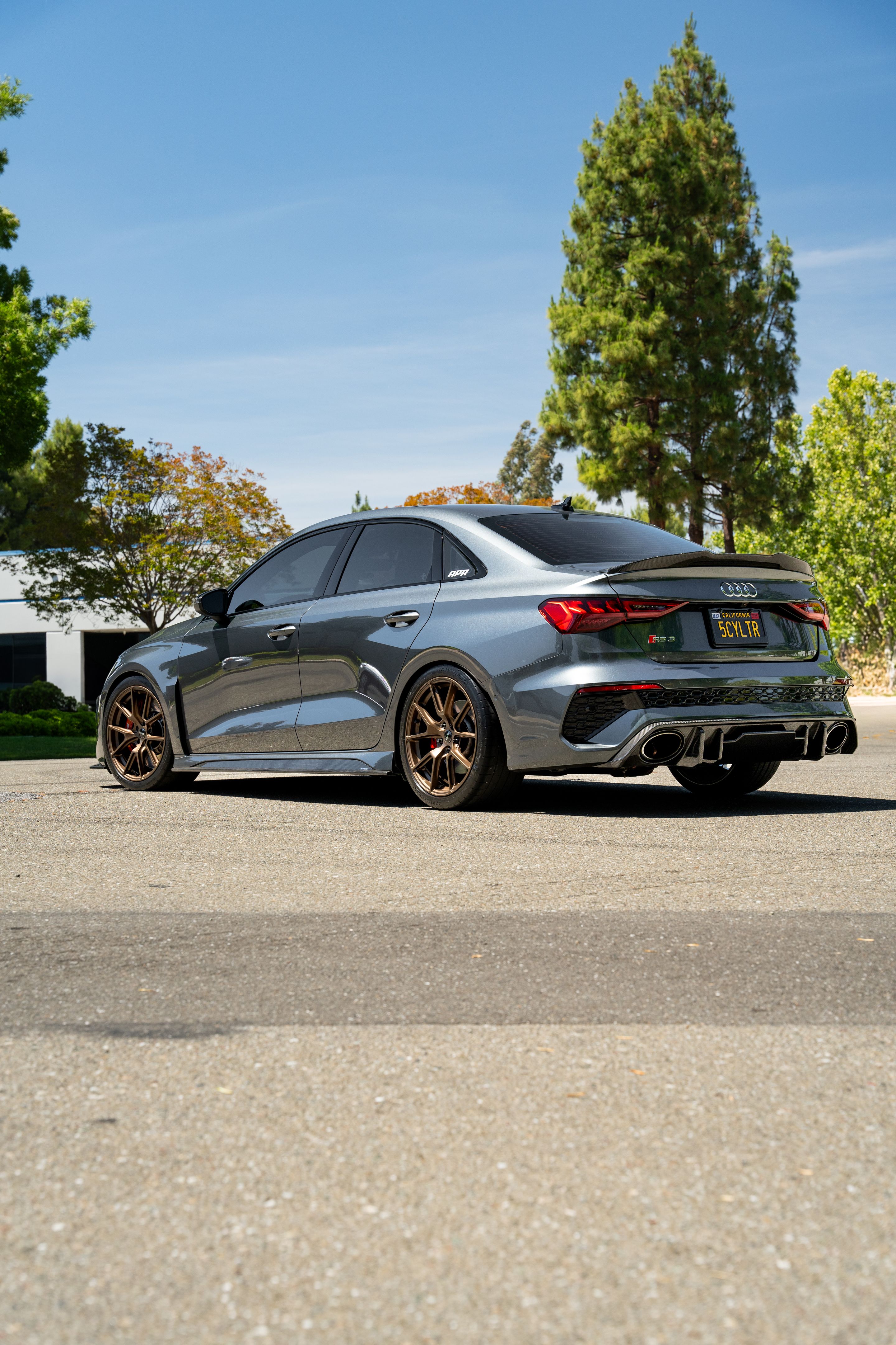 Grey Audi 8Y RS 3 with 18" VS-5 Apex wheels in Satin Bronze