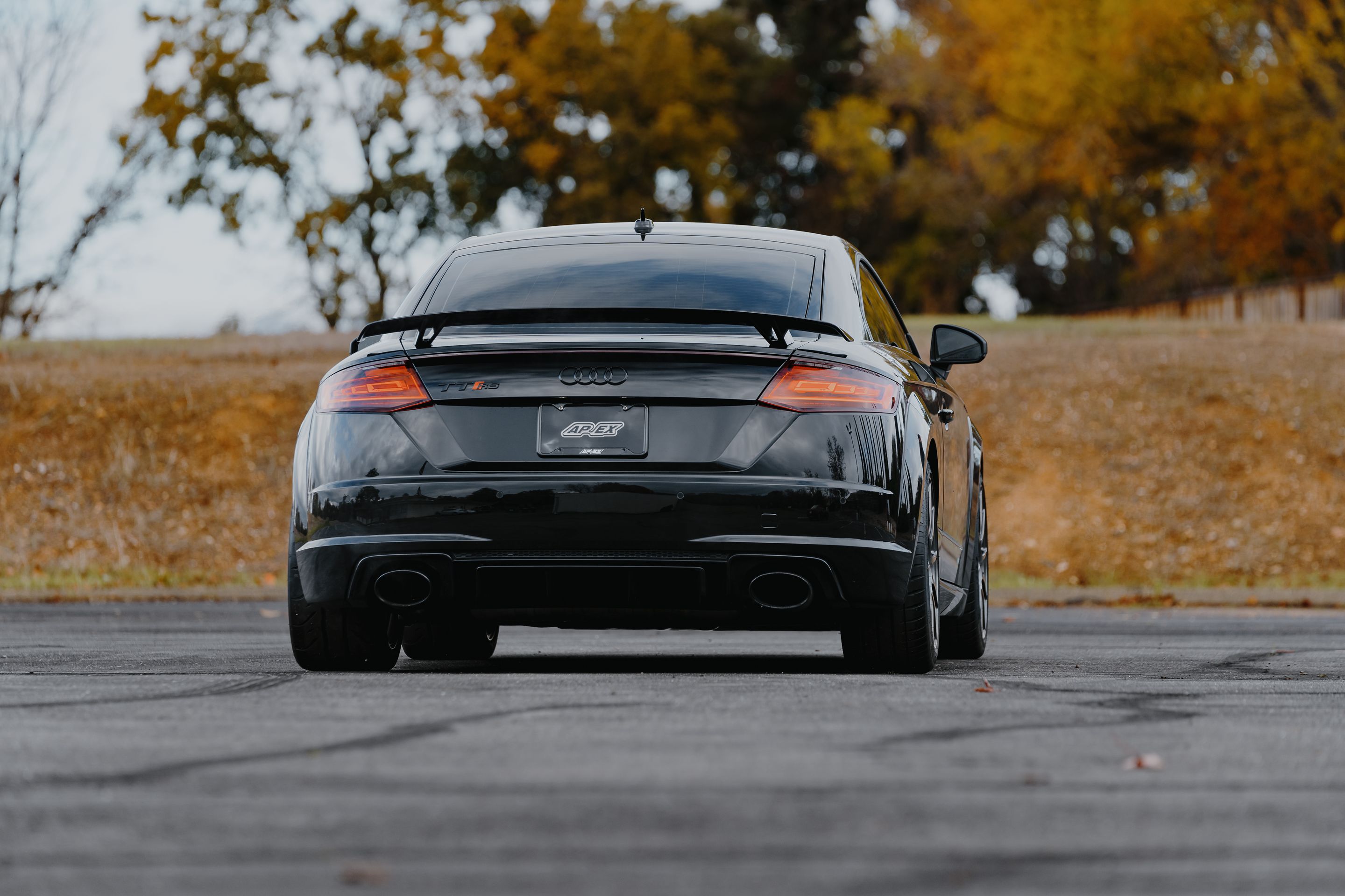 Black Audi FV/8S TT RS with 18" SM-10 Apex wheels in Anthracite
