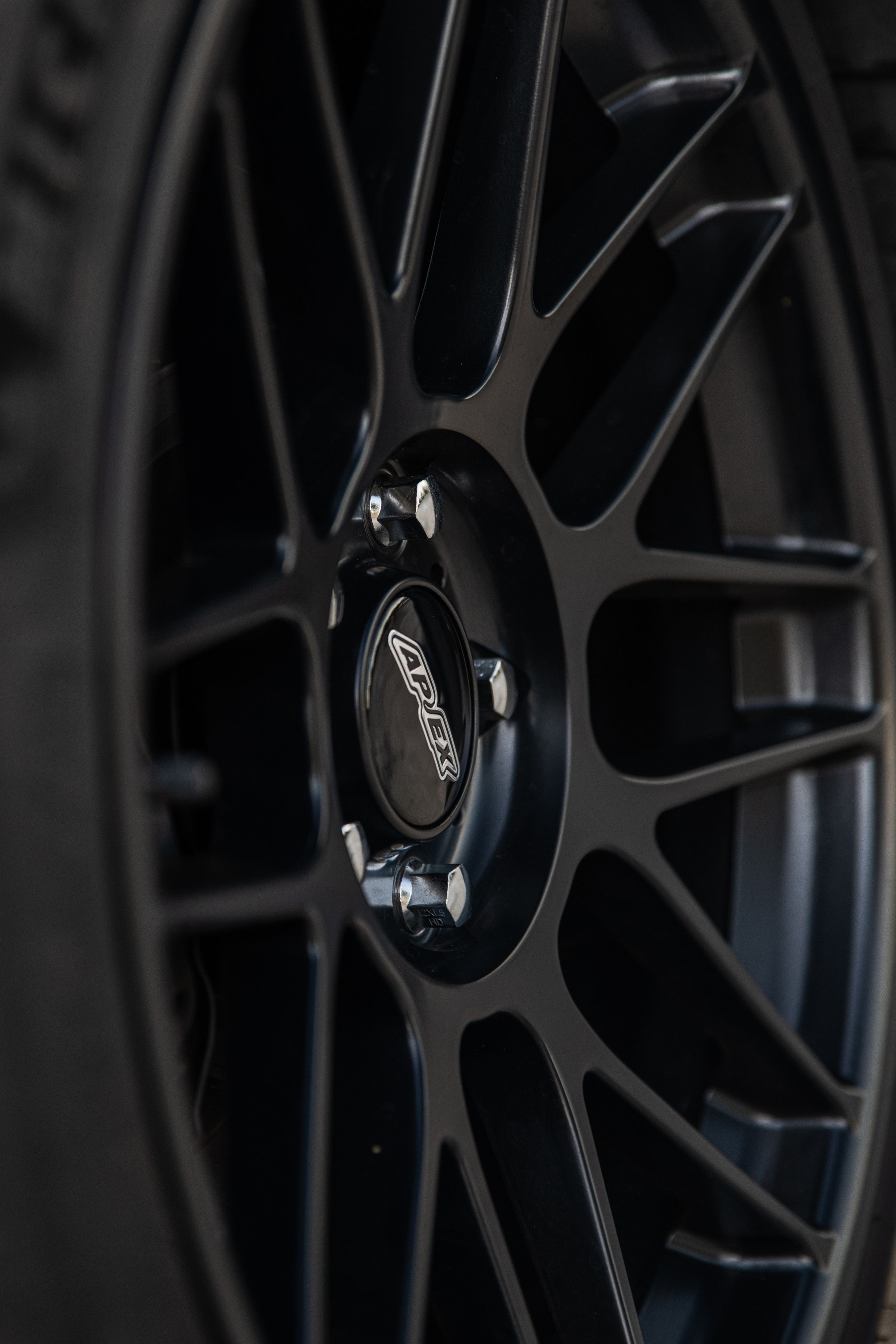 Blue BMW E46 M3 with 19" ARC-8 Apex wheels in Satin Black