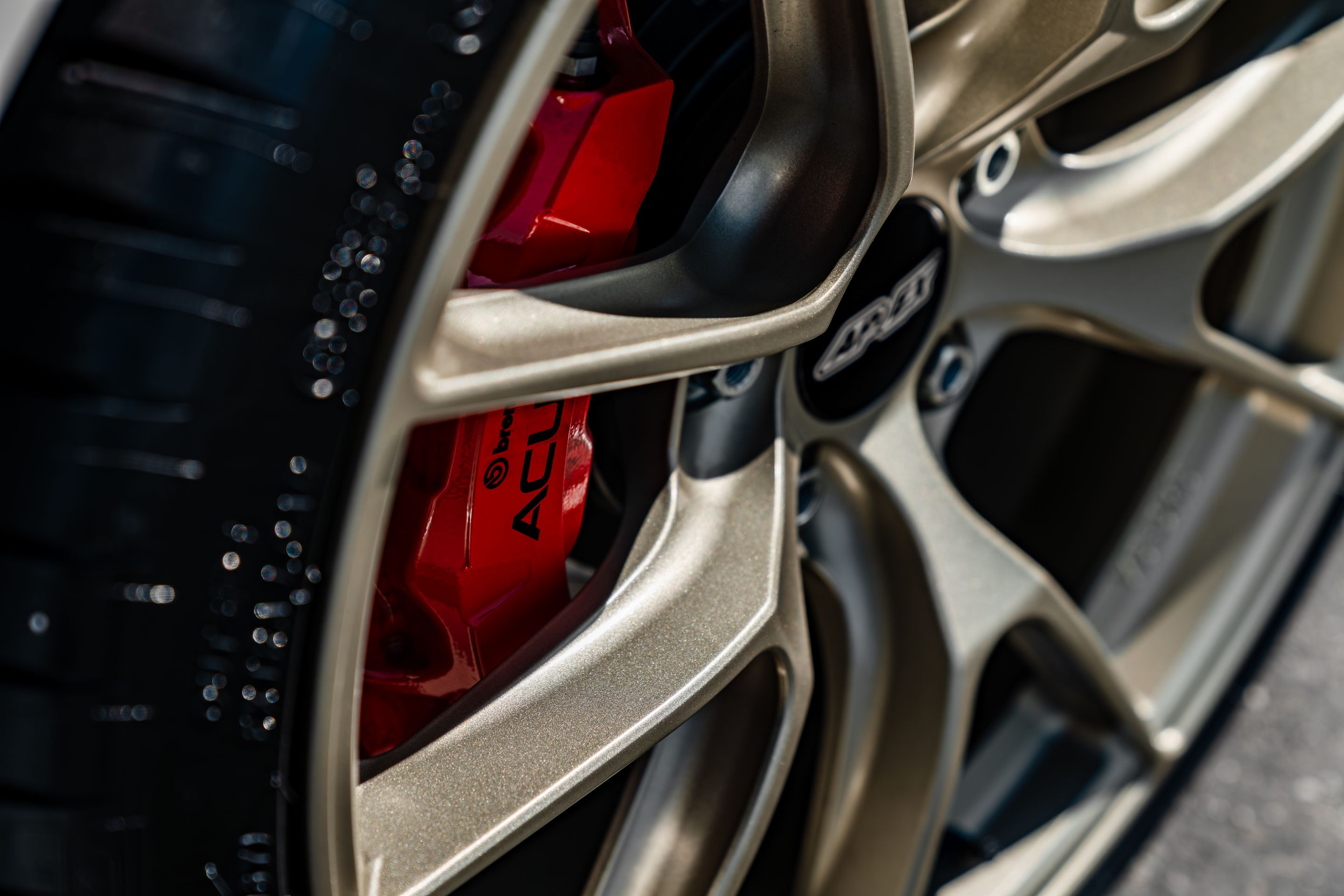 White Acura DE5 Integra Type-S with 19" VS-5RS Apex wheels in Motorsport Gold