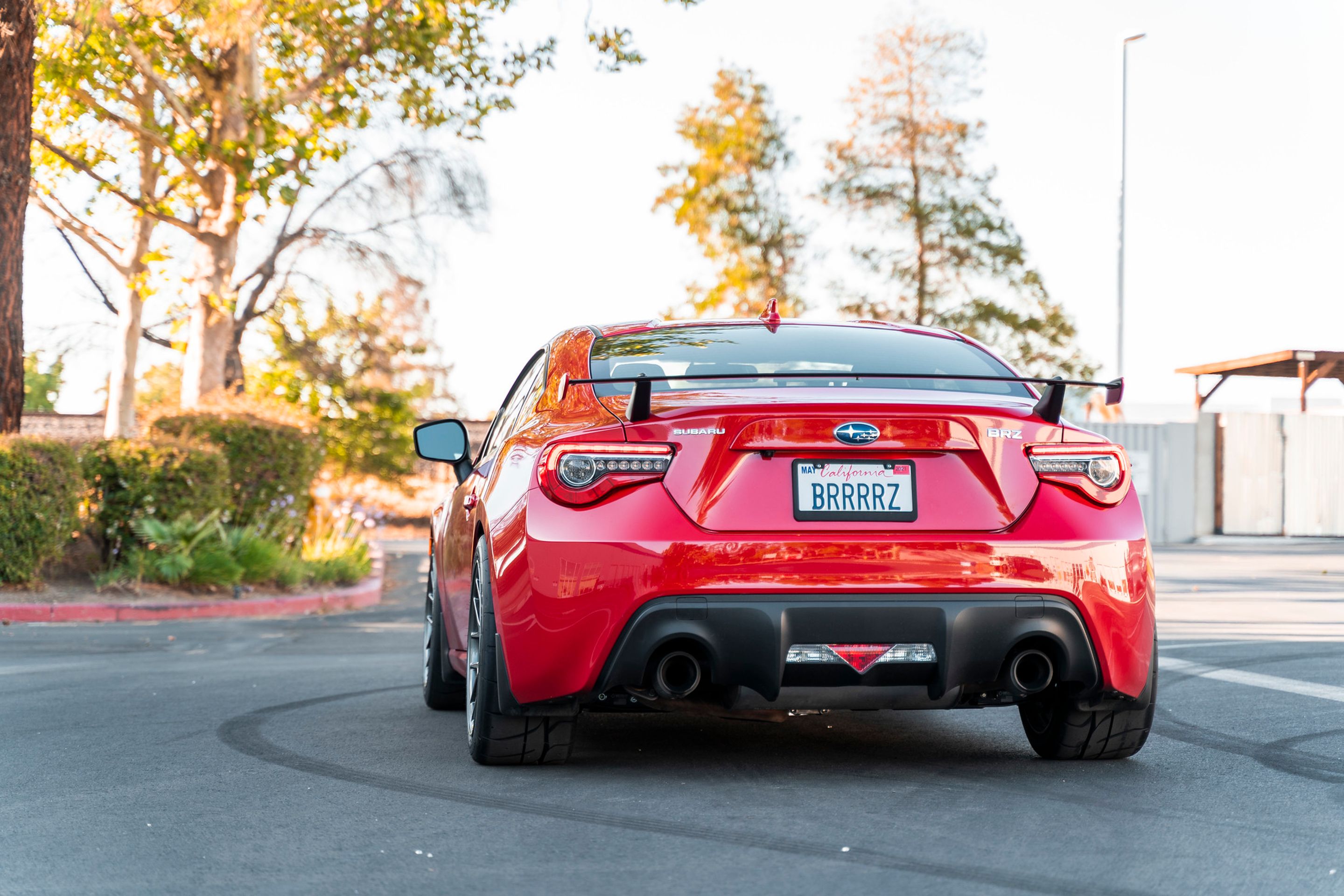 Red Subaru ZC6 / Gen 1 BRZ with 17" EC-7R Apex wheels in Anthracite