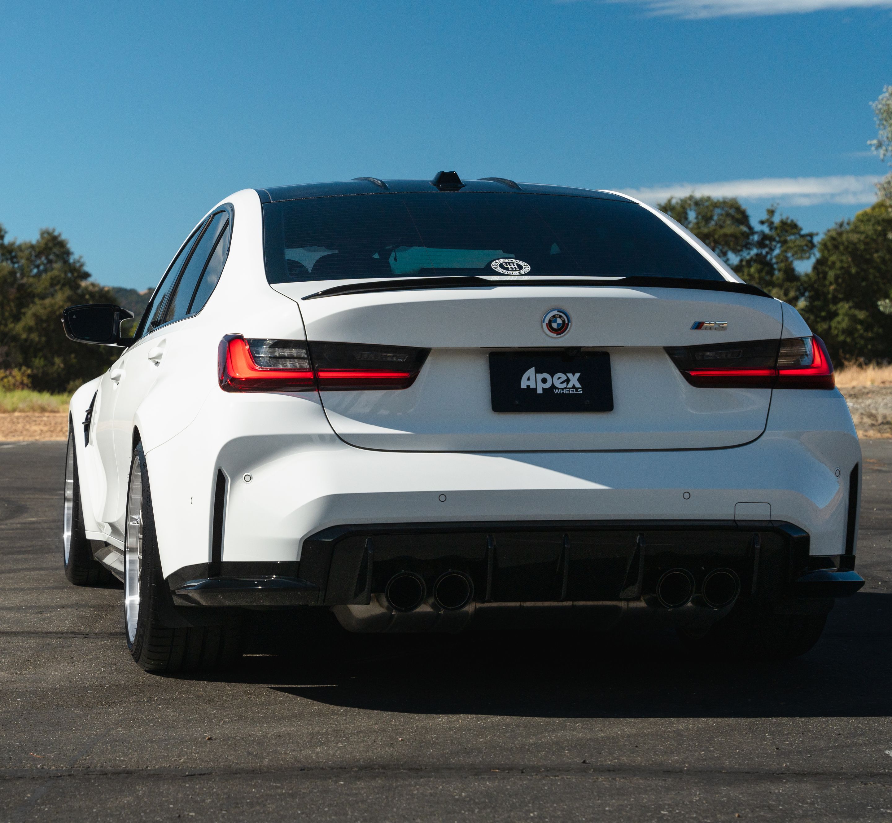 White BMW G80 M3 with 19" ML-10RT Apex wheels in Machined Lip Gloss Motorsport Gold