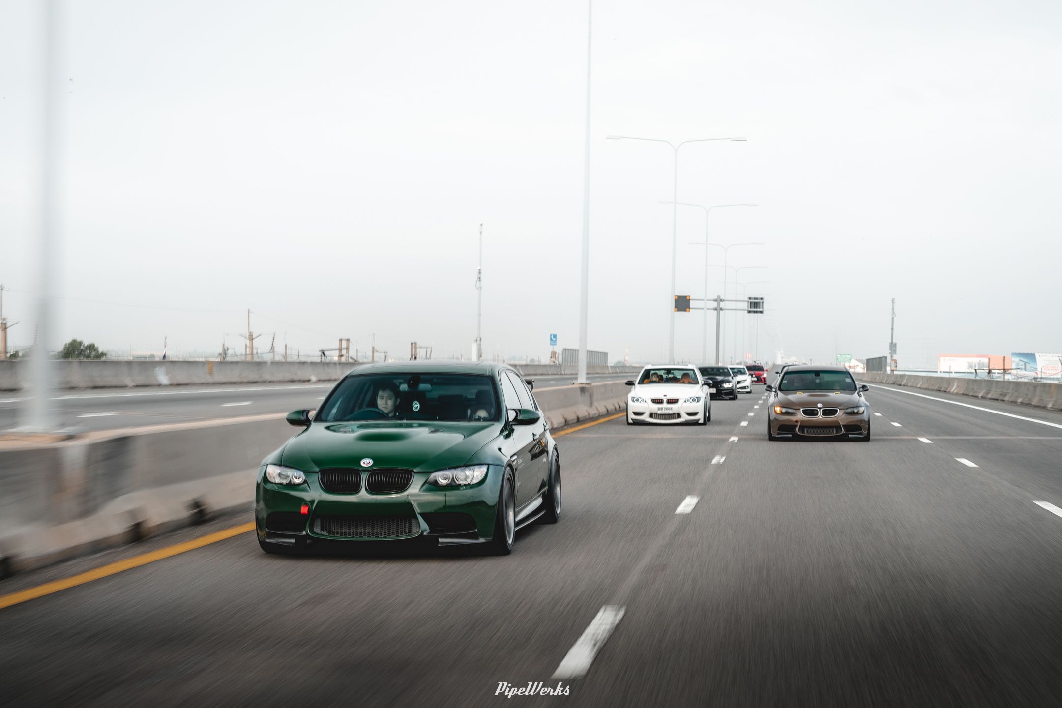 Green BMW E90 Sedan 3 Series with 18" ARC-8 Apex wheels in Anthracite