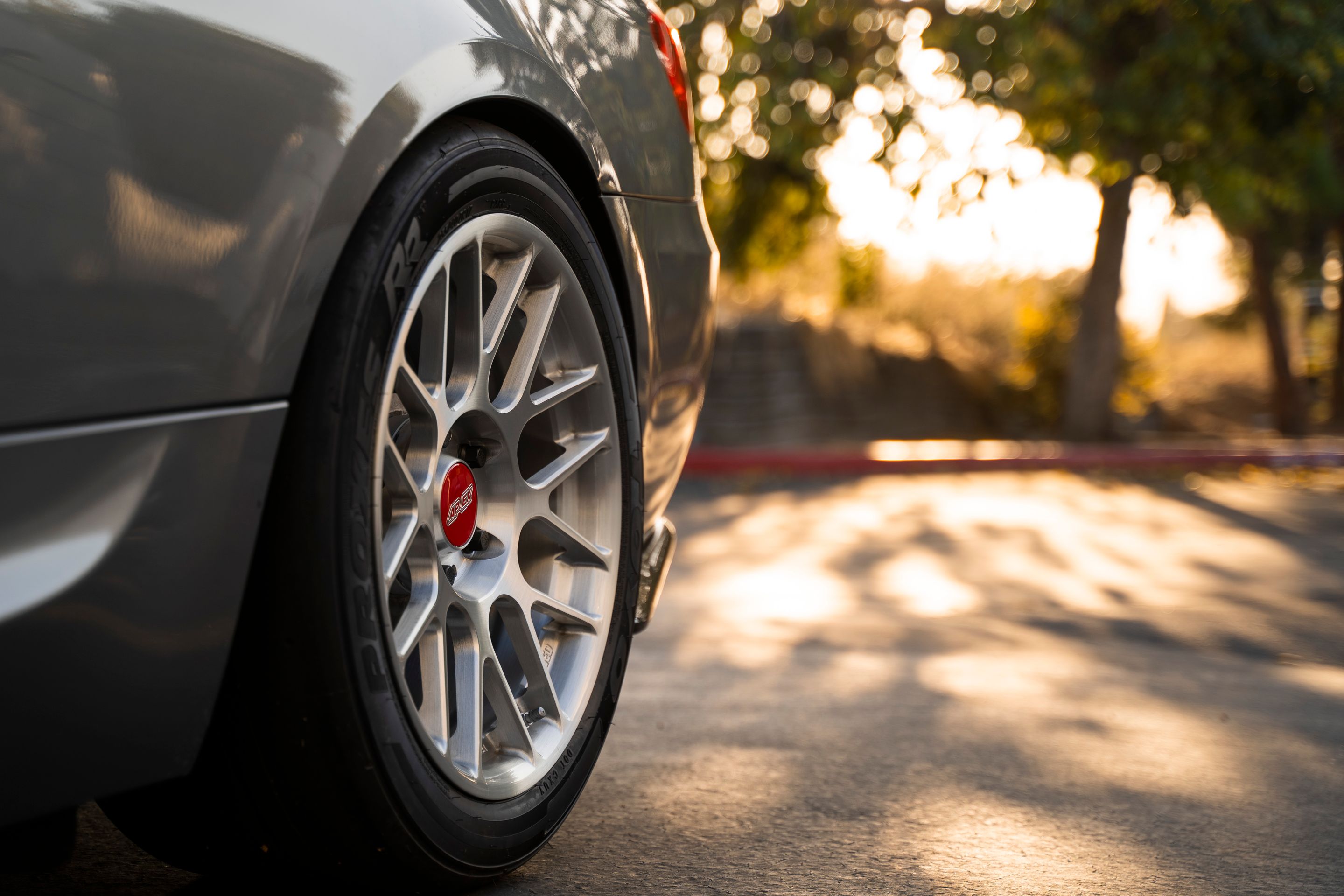 Grey BMW E92 Coupe 3 Series with 17" ARC-8R Apex wheels in Brushed Clear