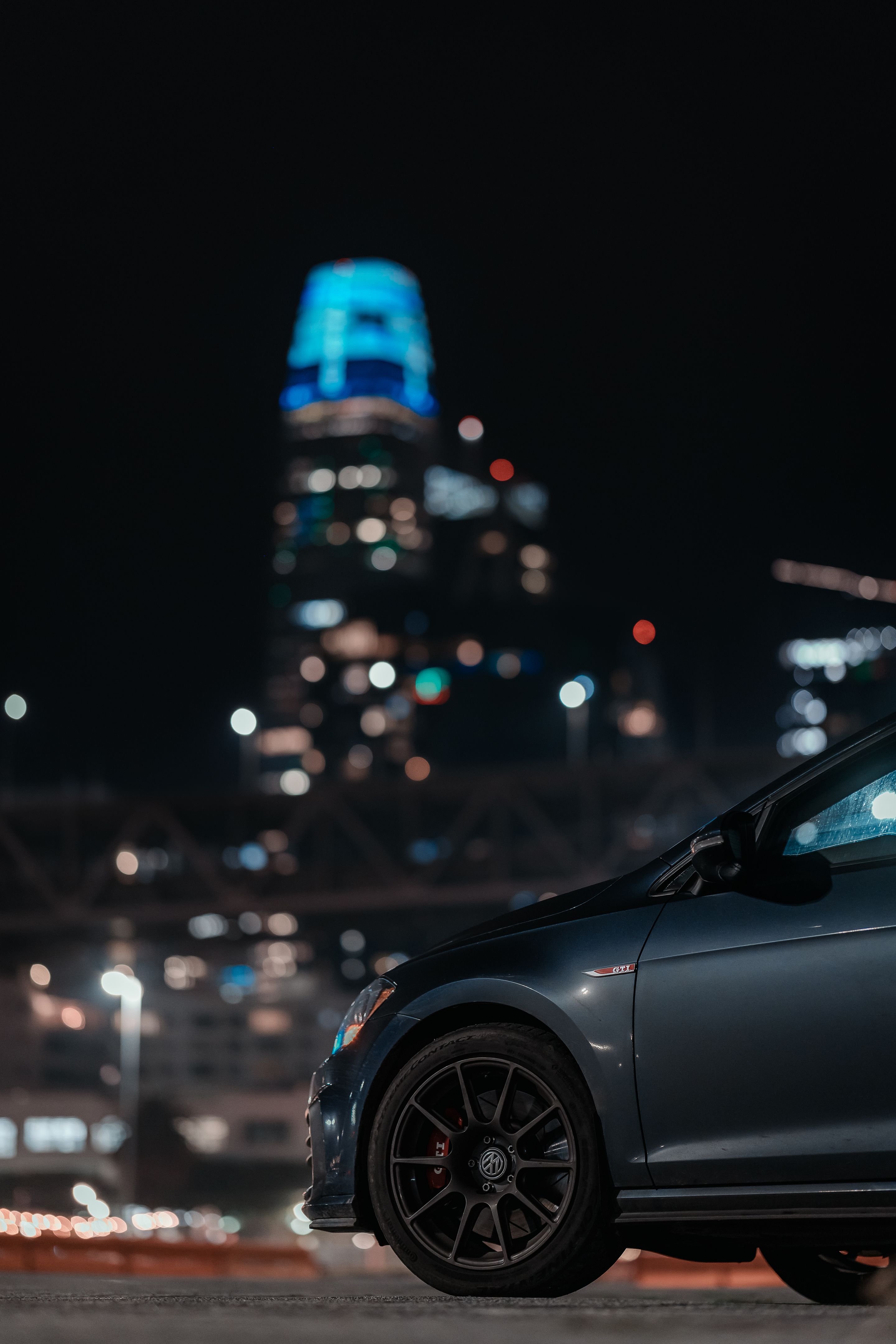 Black VW MK7 GTI with 17" SM-10 Apex wheels in Anthracite