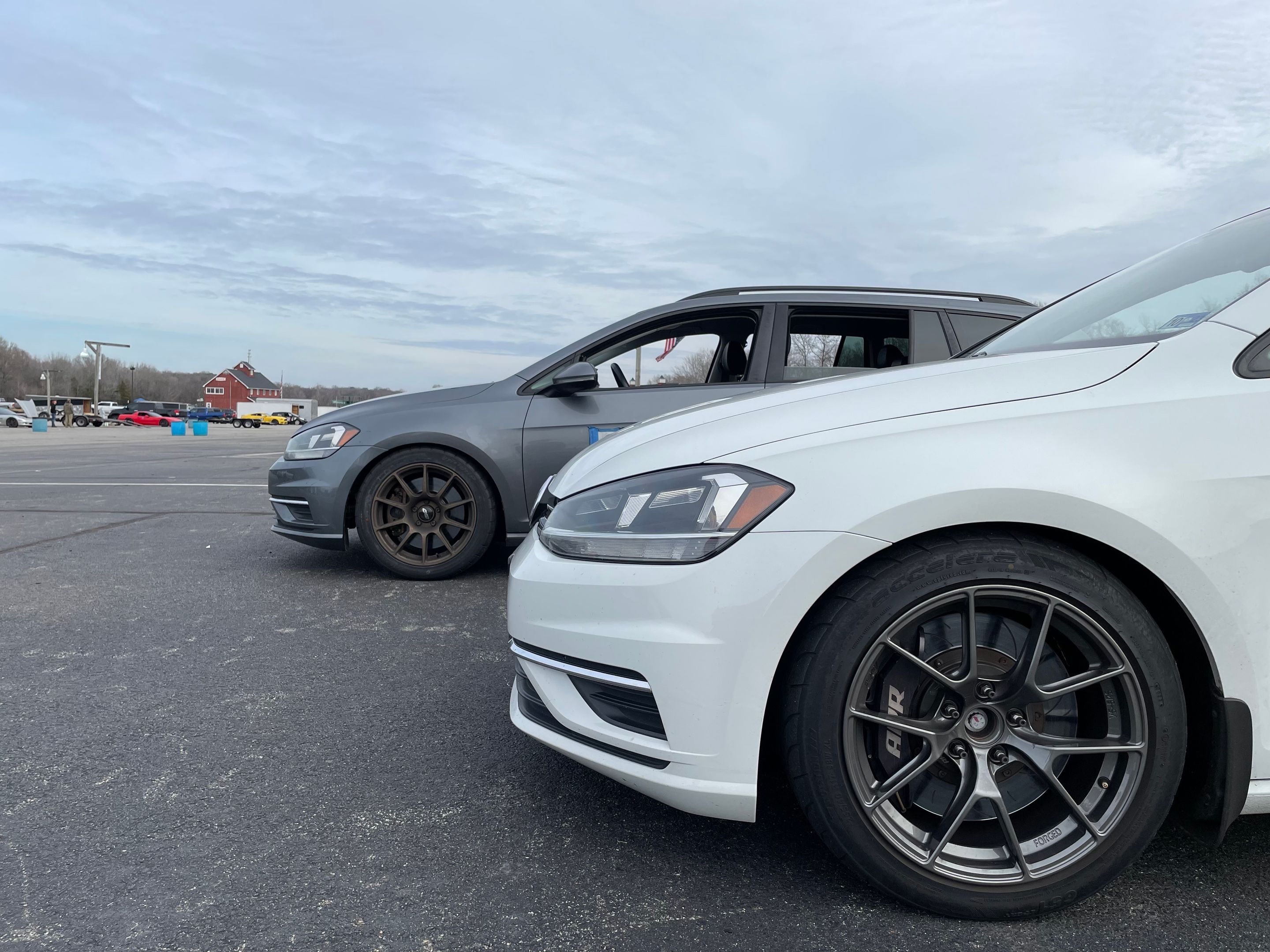 Grey VW MK7 Alltrack/SportWagen Golf SportWagen with 17" SM-10 Apex wheels in Satin Bronze