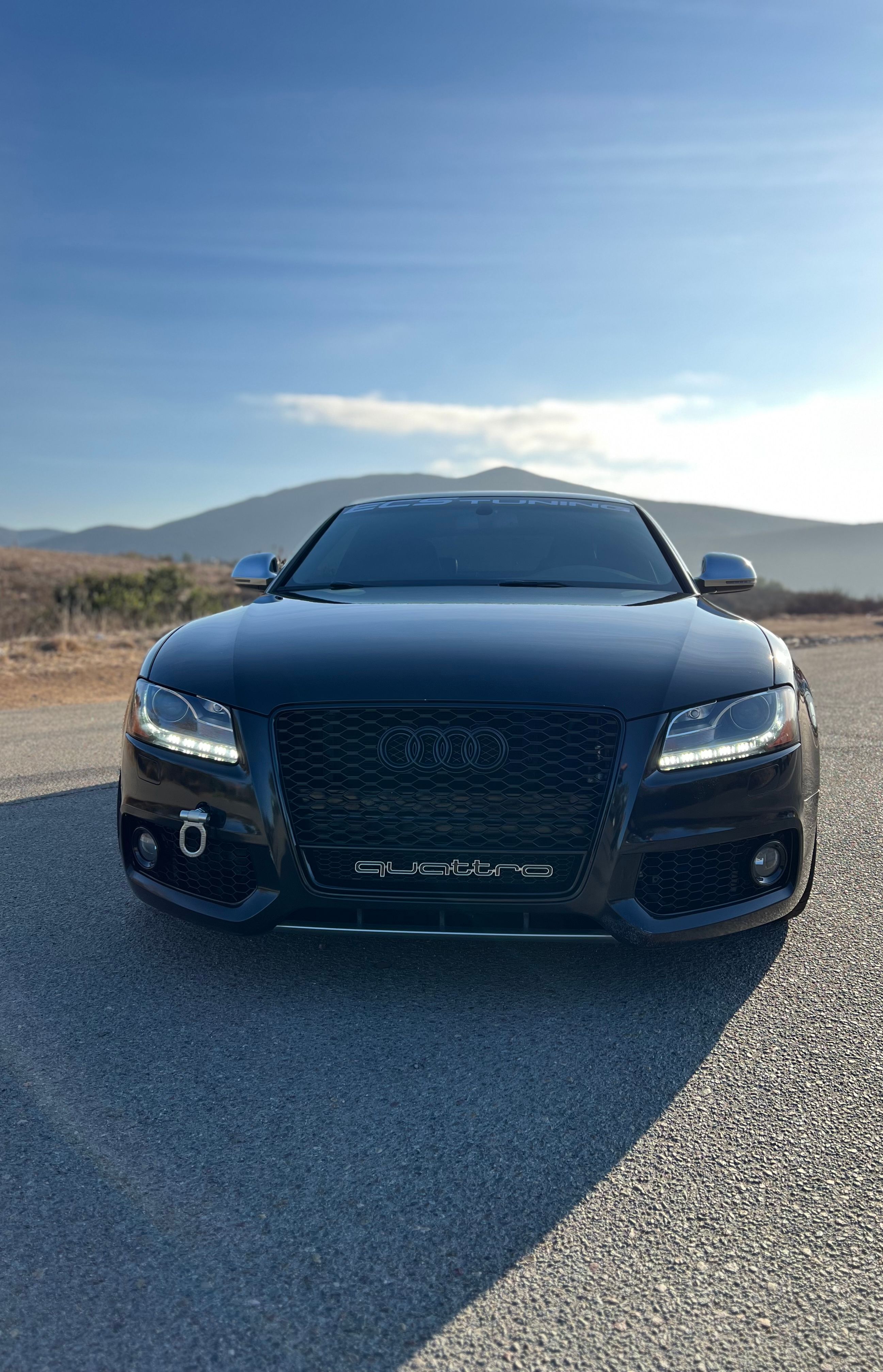Black Audi B8 S5 with 19" VS-5RS Apex wheels in Brushed Clear