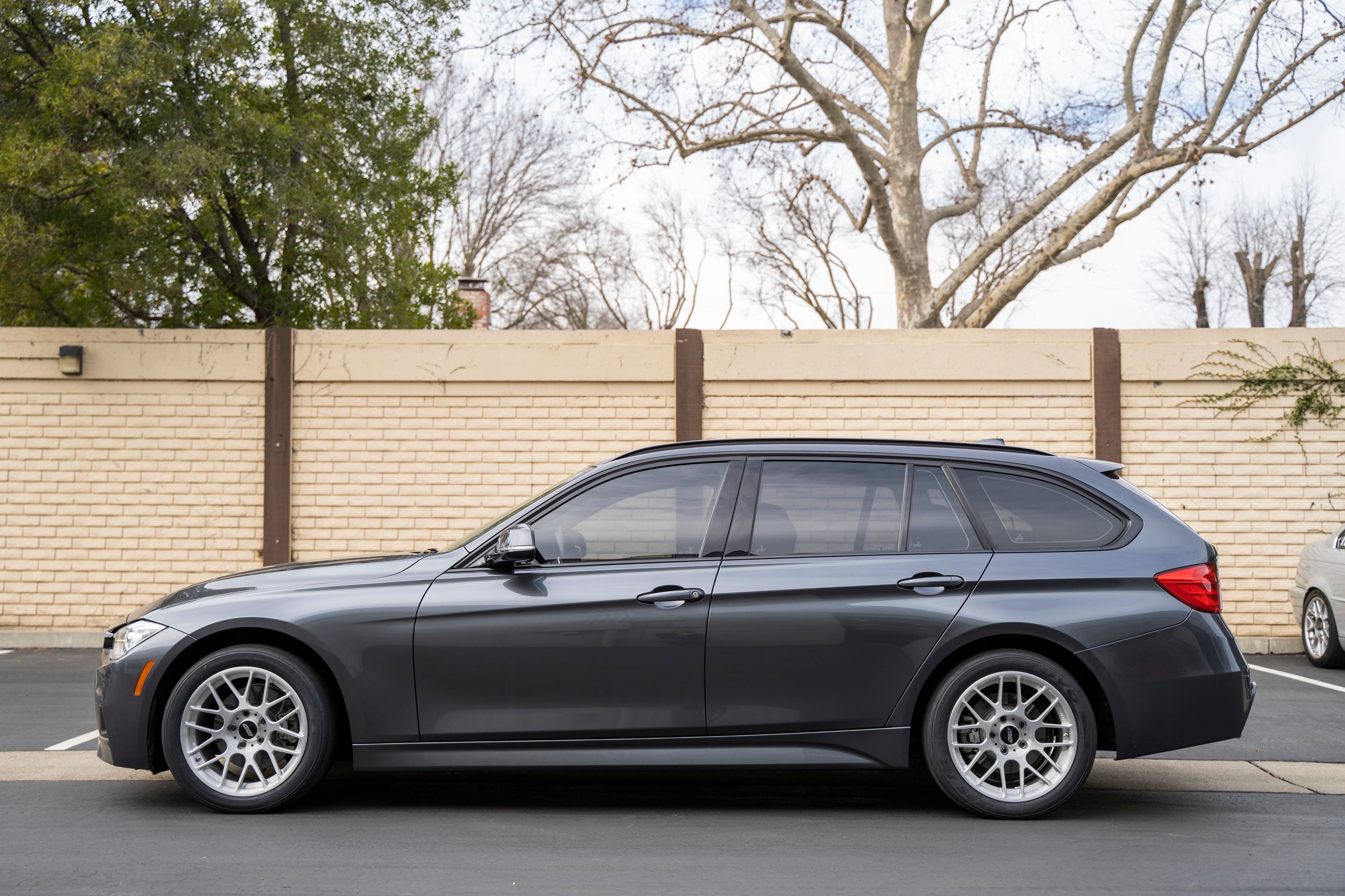 Grey BMW F31 Wagon 3 Series with 17" ARC-8R Apex wheels in Brushed Clear
