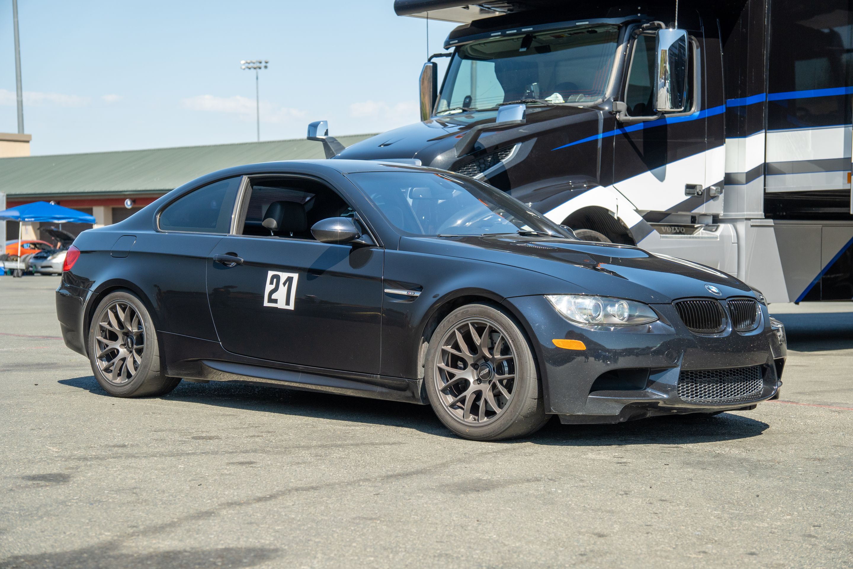 Grey BMW E92 Coupe M3 with 18" EC-7 Apex wheels in Anthracite