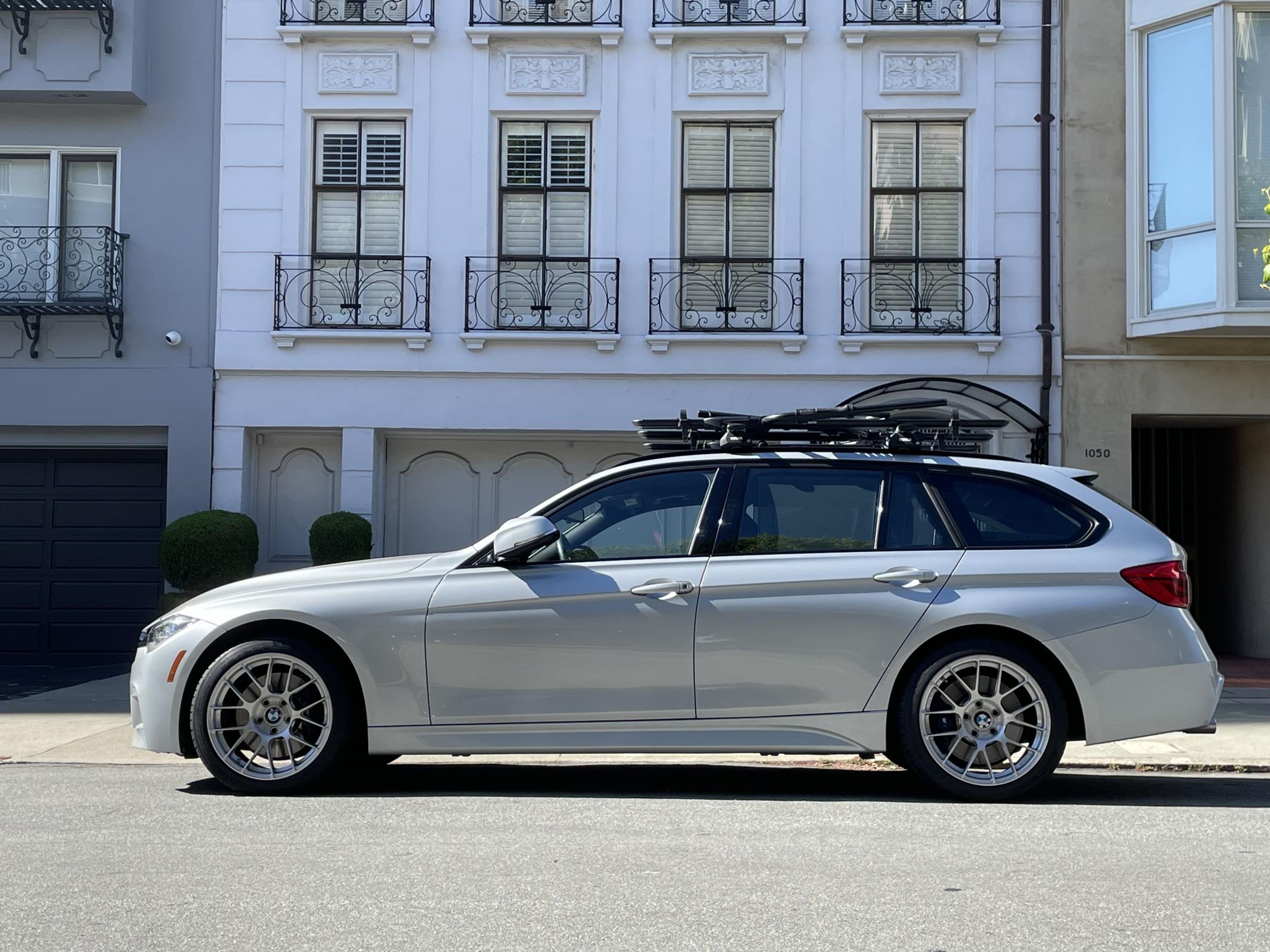 Silver BMW F31 Wagon 3 Series with 18" EC-7RS Apex wheels in Brushed Clear