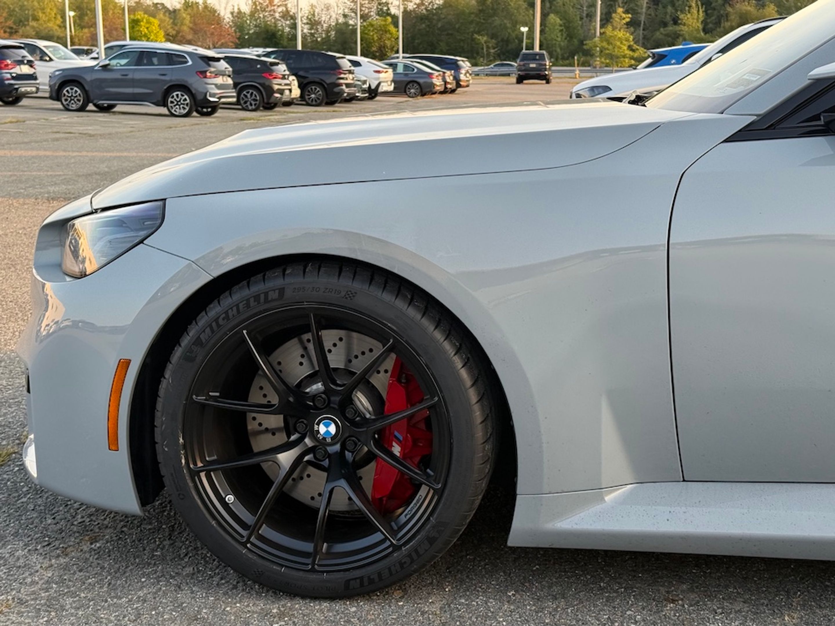 Grey BMW G87 M2 with 19" VS-5RS Apex wheels in Satin Black