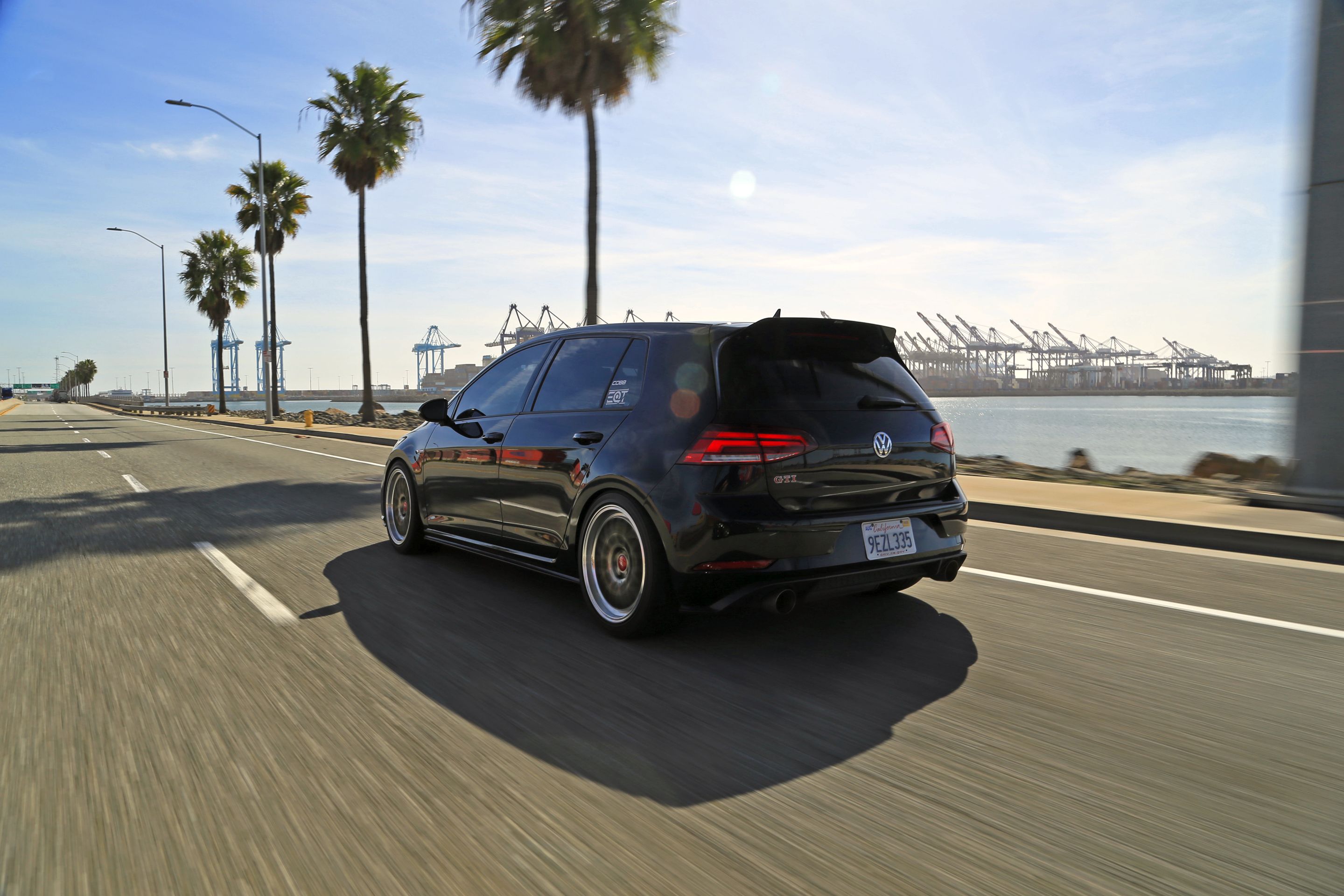 Black VW MK7 GTI with 18" ML-10RT Apex wheels in Machined Lip Gloss Motorsport Gold