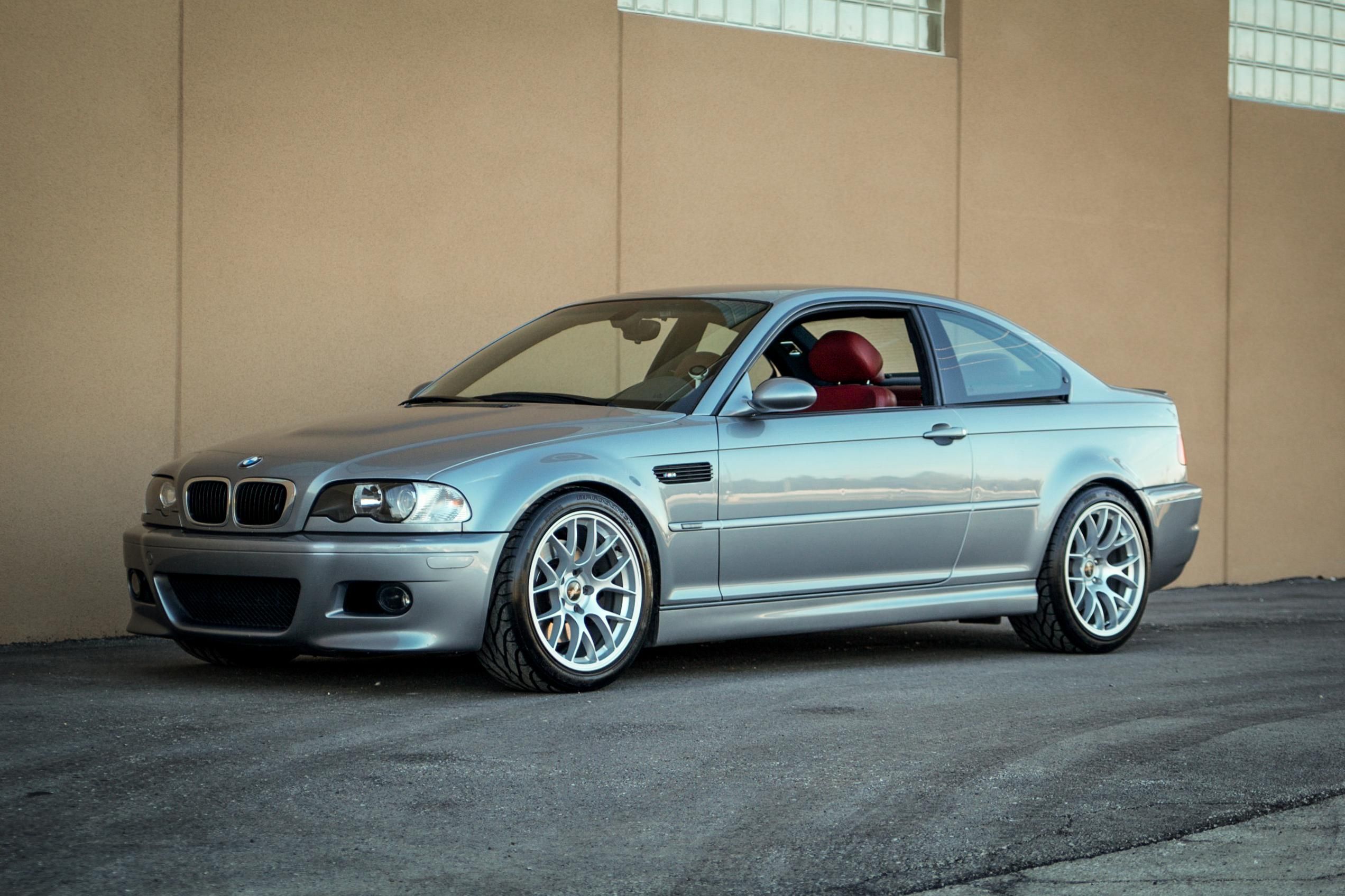 Silver BMW E46 M3 with 18" EC-7 Apex wheels in Race Silver
