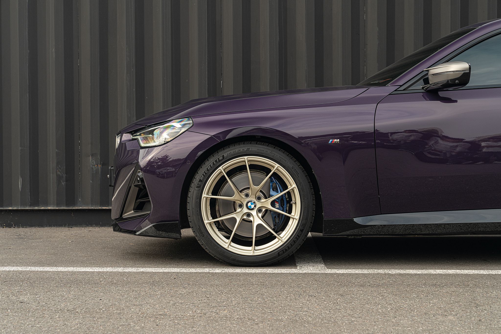Purple BMW G42 2 Series with 19" VS-5RS Apex wheels in Motorsport Gold