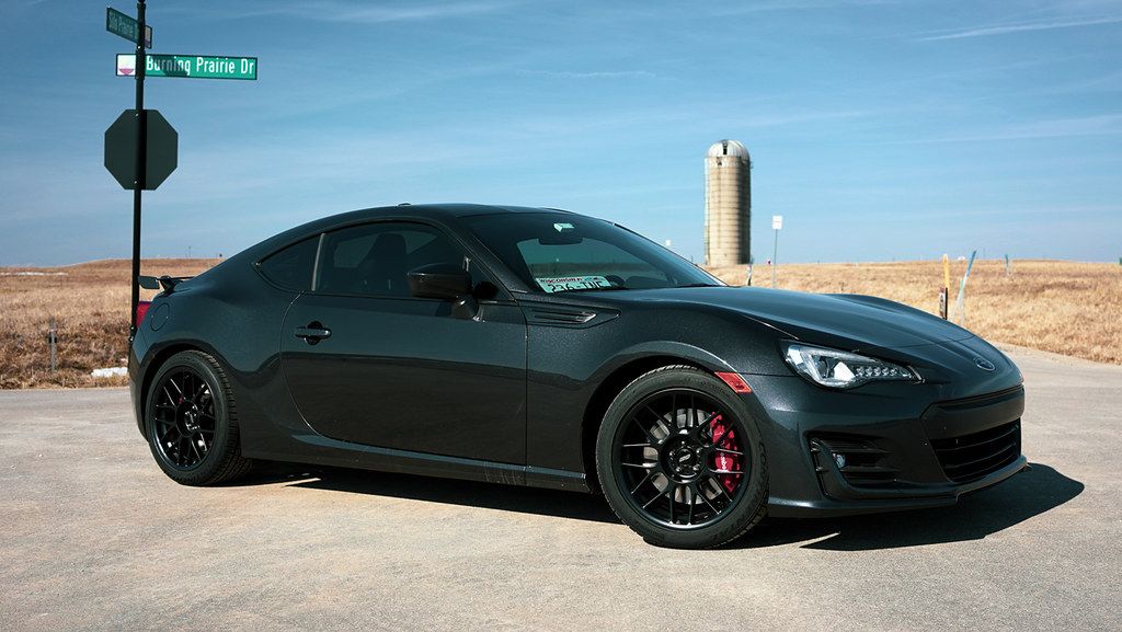 Grey Subaru ZC6 / Gen 1 BRZ with 17" ARC-8 Apex wheels in Satin Black