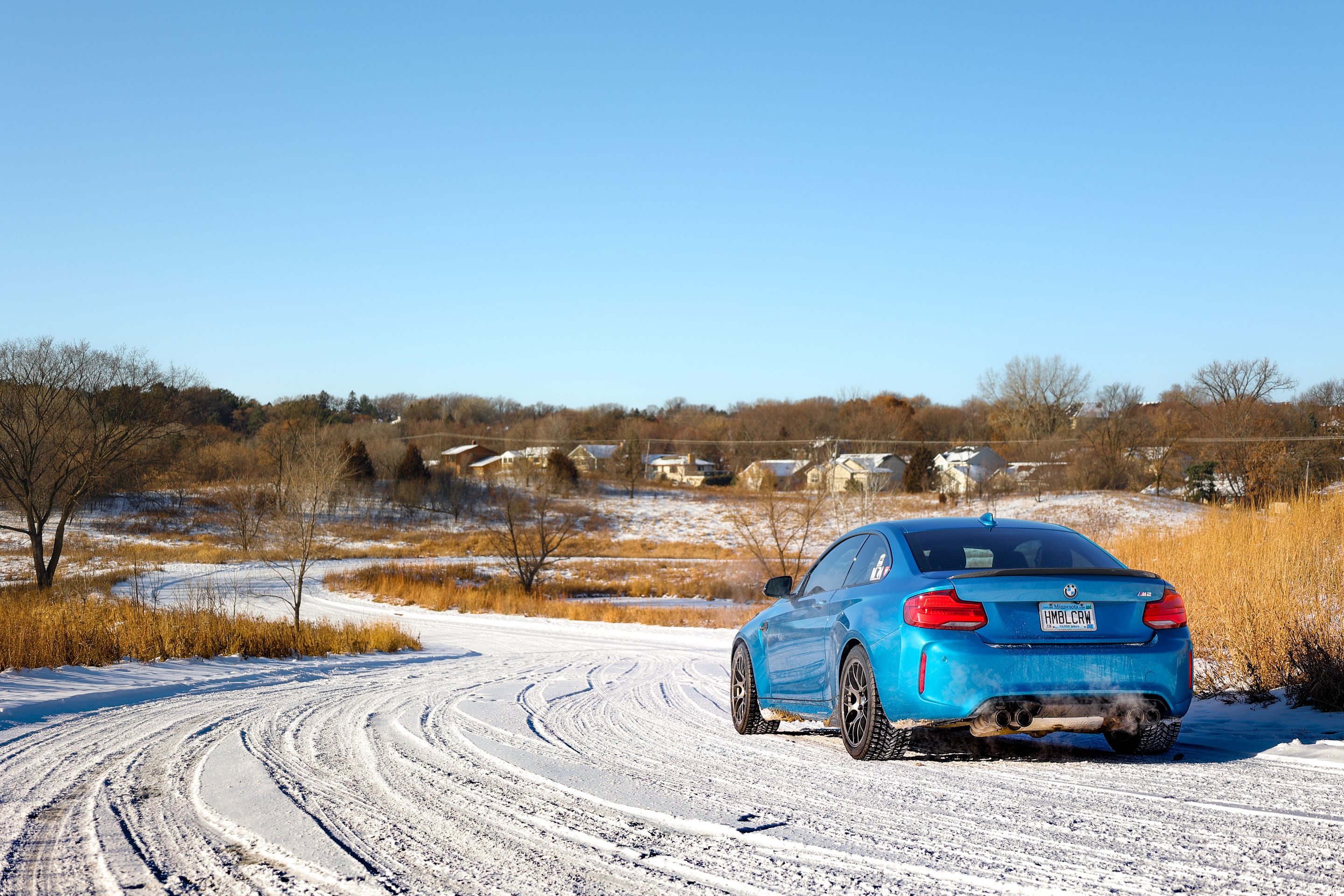 Blue BMW F87 M2 with 18" EC-7 Apex wheels in Anthracite