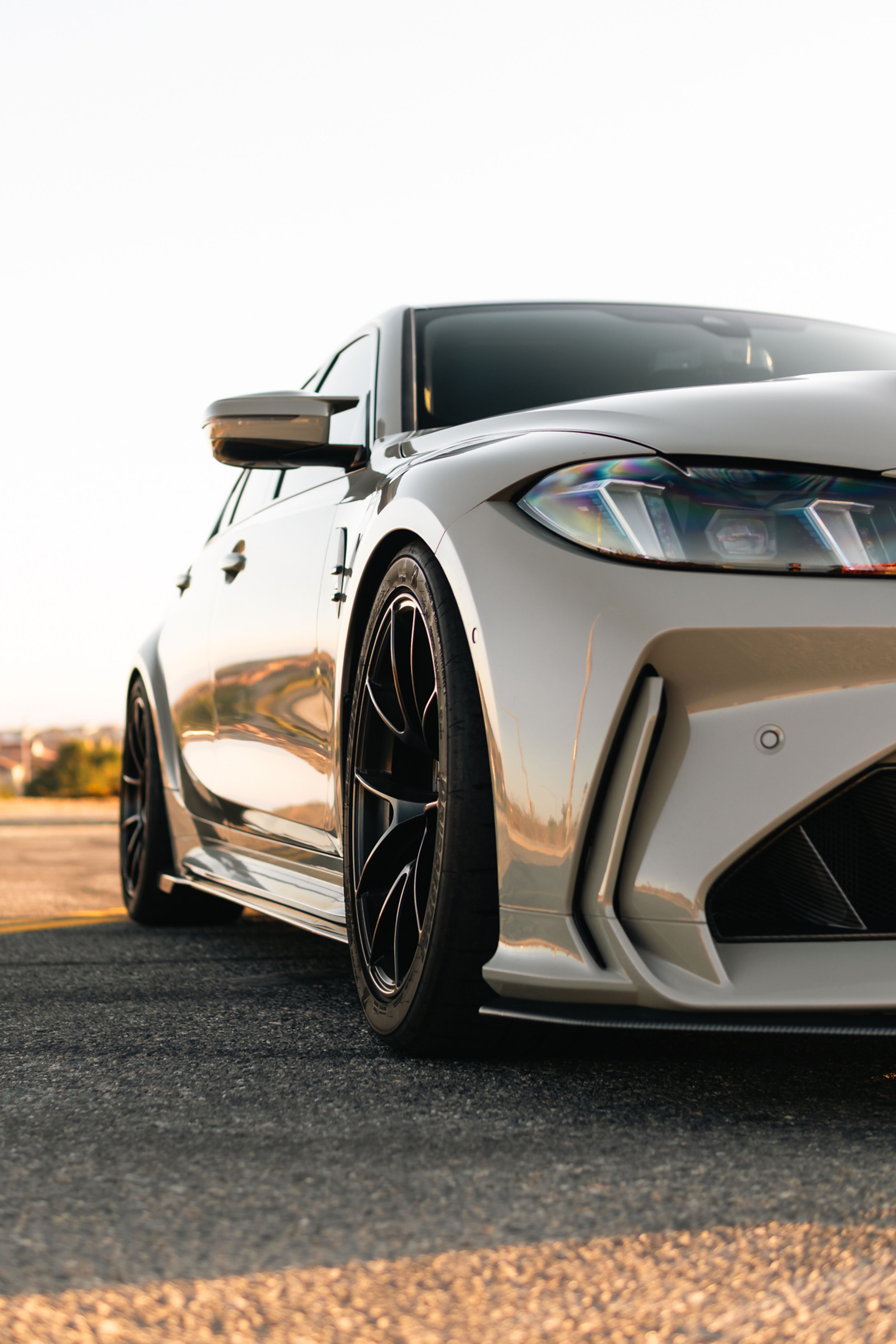 Grey BMW G80 M3 with 19" VS-5RS Apex wheels in Satin Black