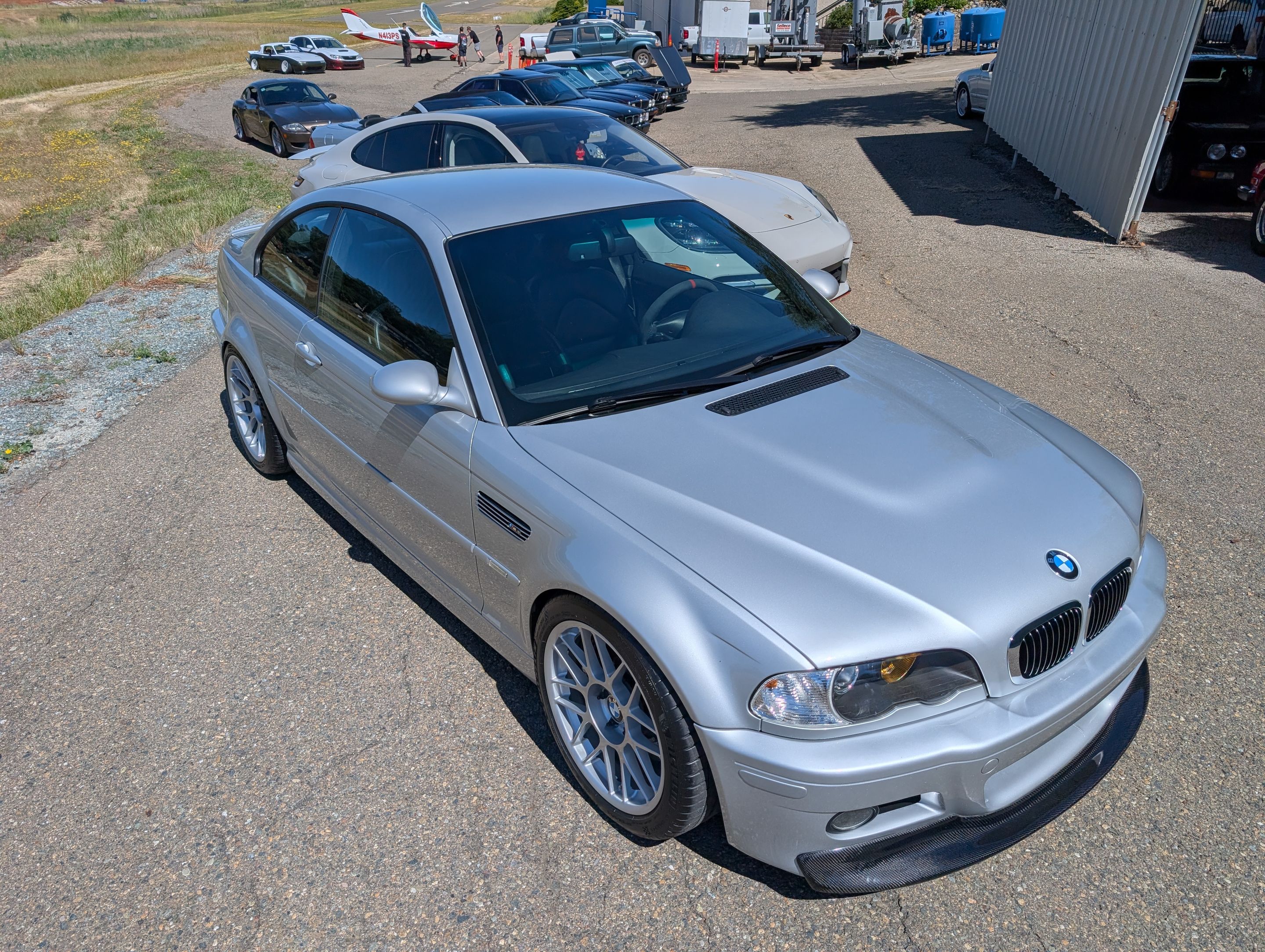 Silver BMW E46 M3 with 18" ARC-8 Apex wheels in Race Silver