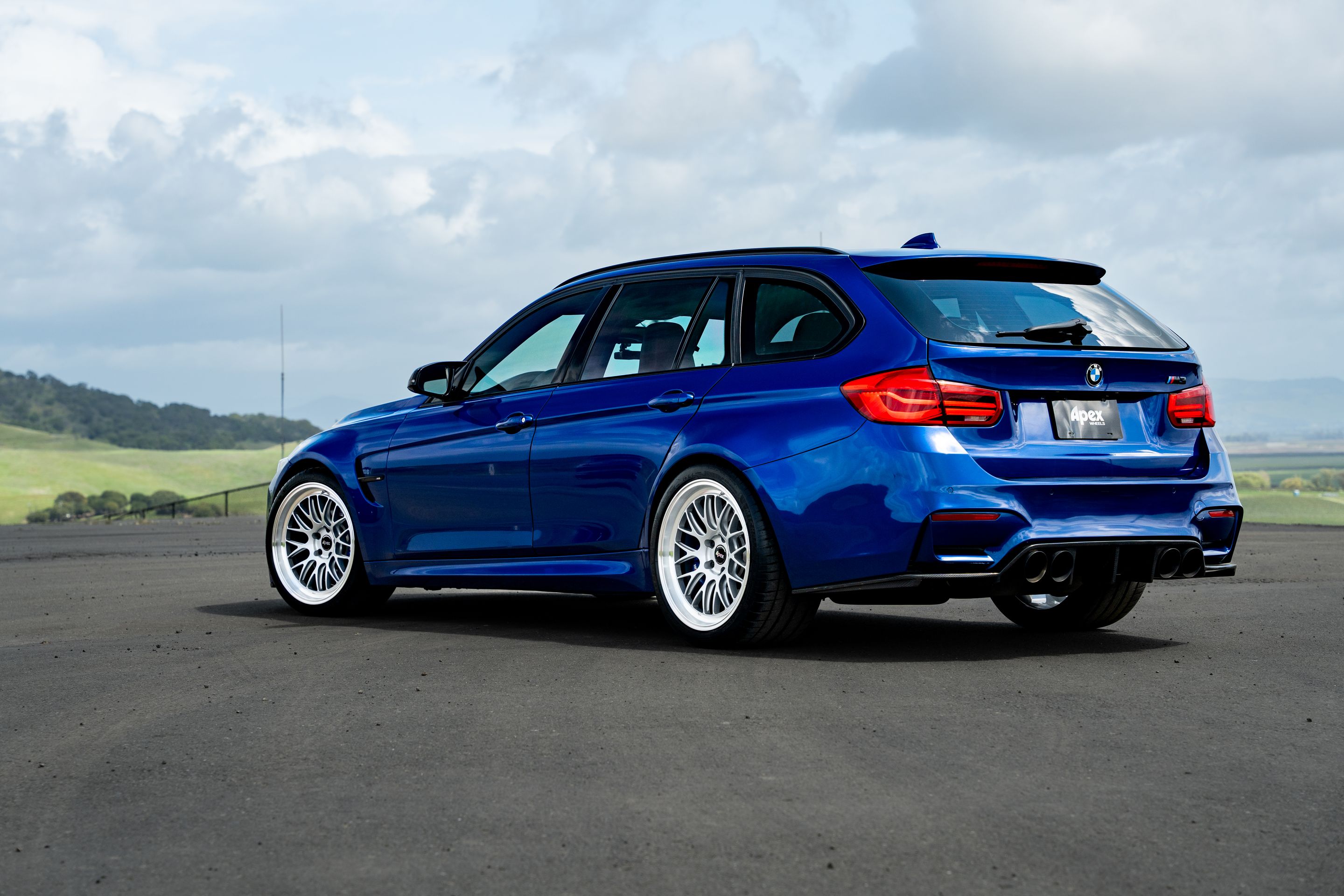 Blue BMW F80 M3 with 19" ML-10RT Apex wheels in Machined Lip Race Silver