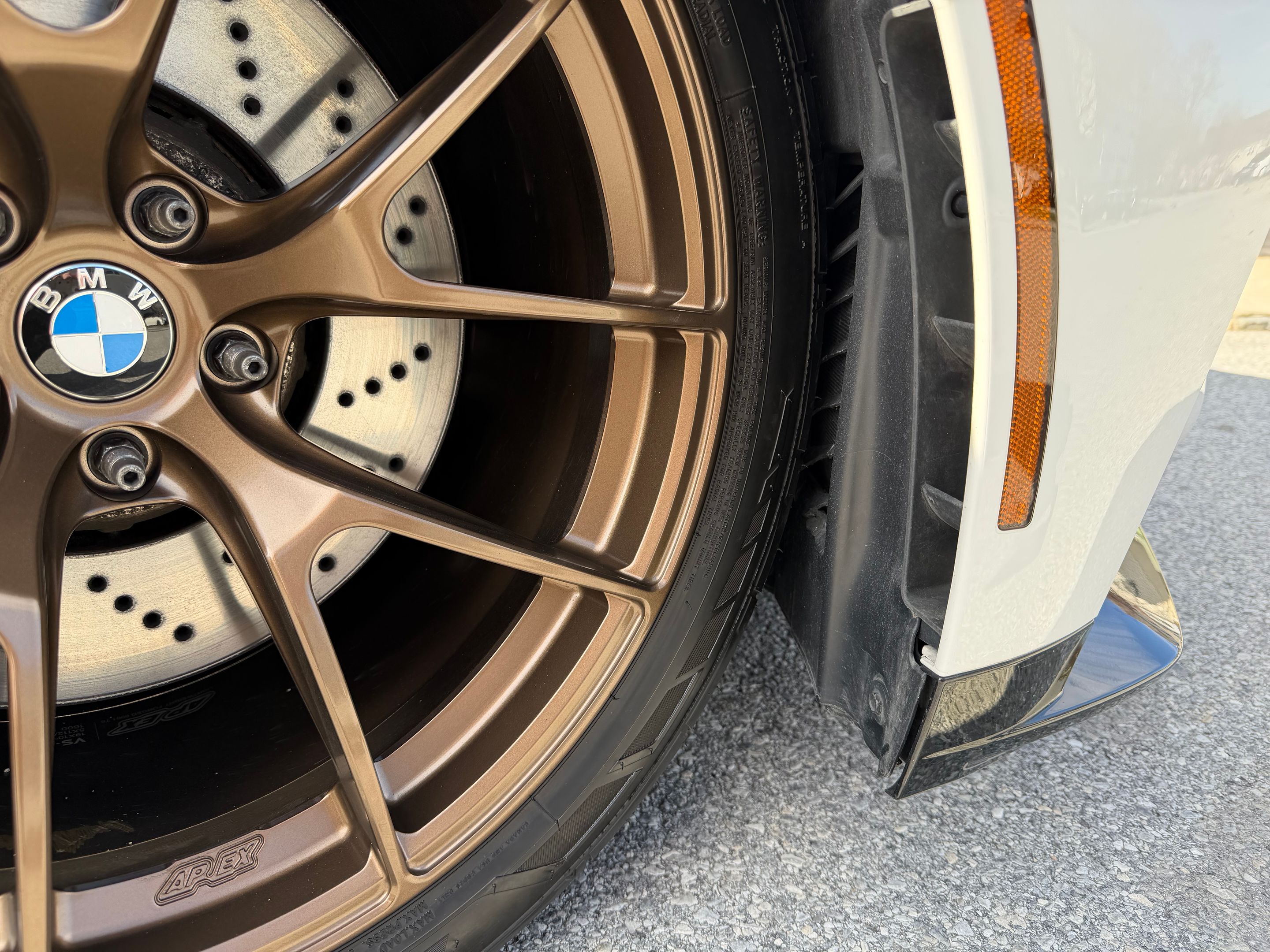 White BMW G80 M3 with 19" VS-5RS Apex wheels in Satin Bronze