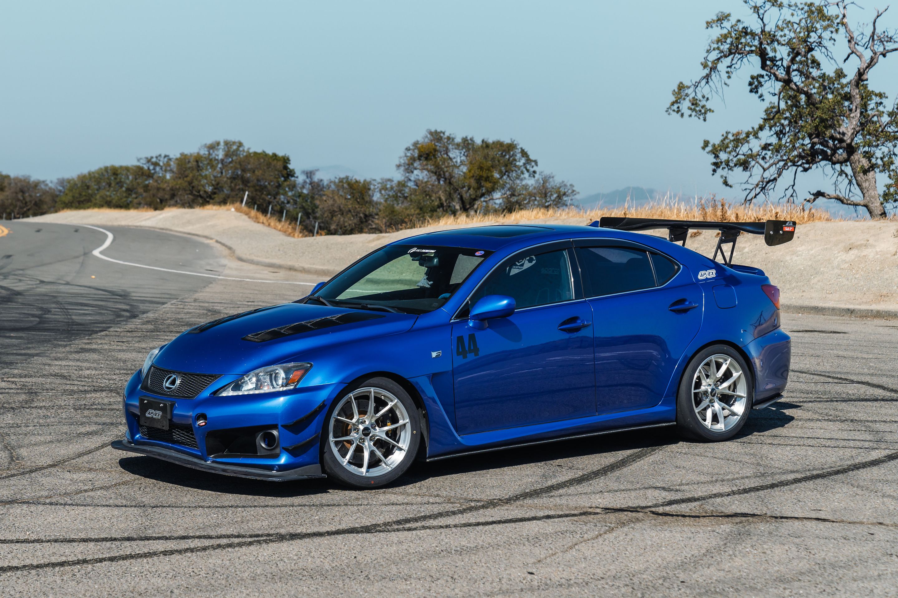 Blue Lexus USE20 IS-F with 18" VS-5RS Apex wheels in Brushed Clear
