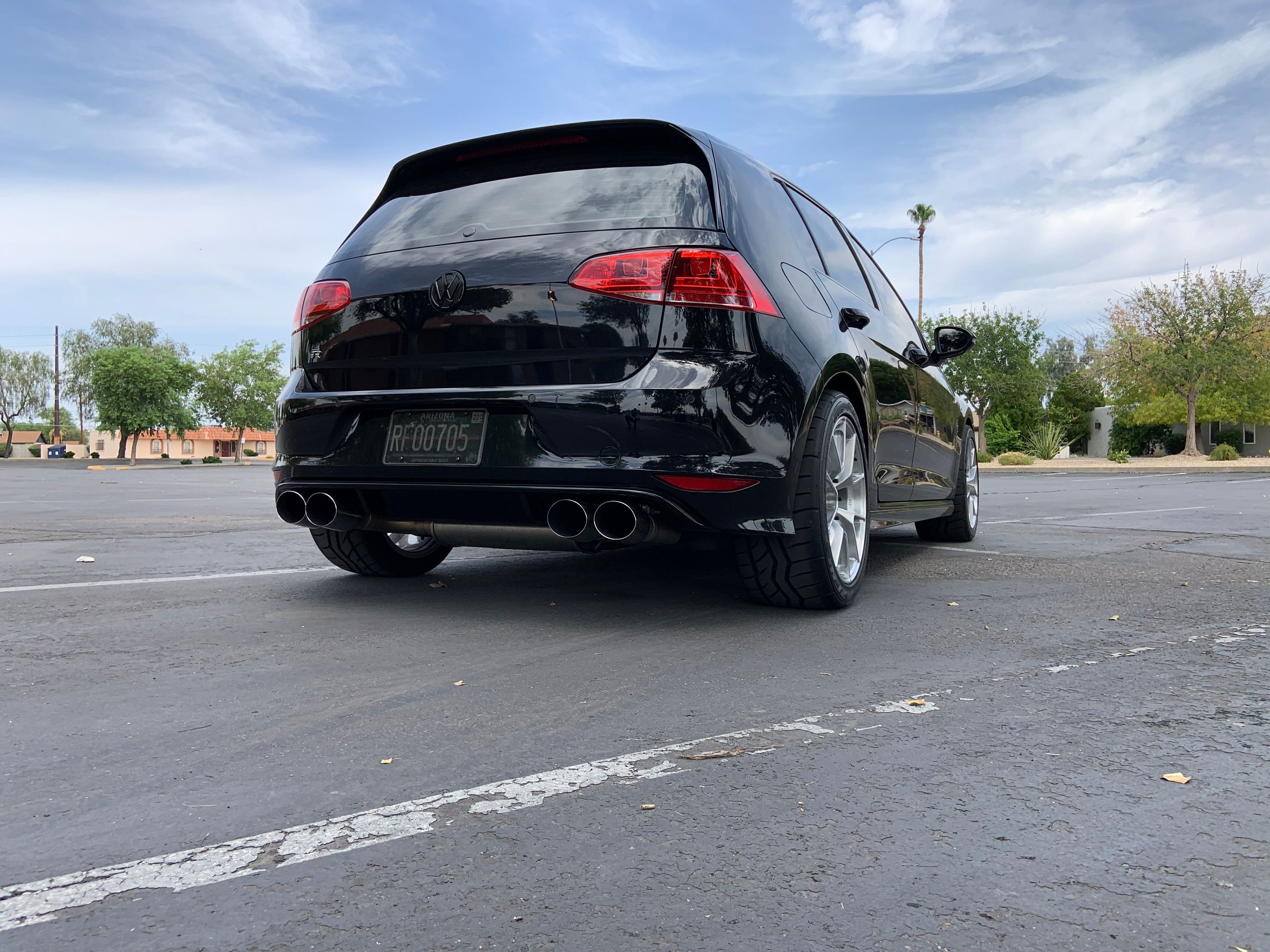 Black VW MK7 Golf R with 17" VS-5RS Apex wheels in Brushed Clear