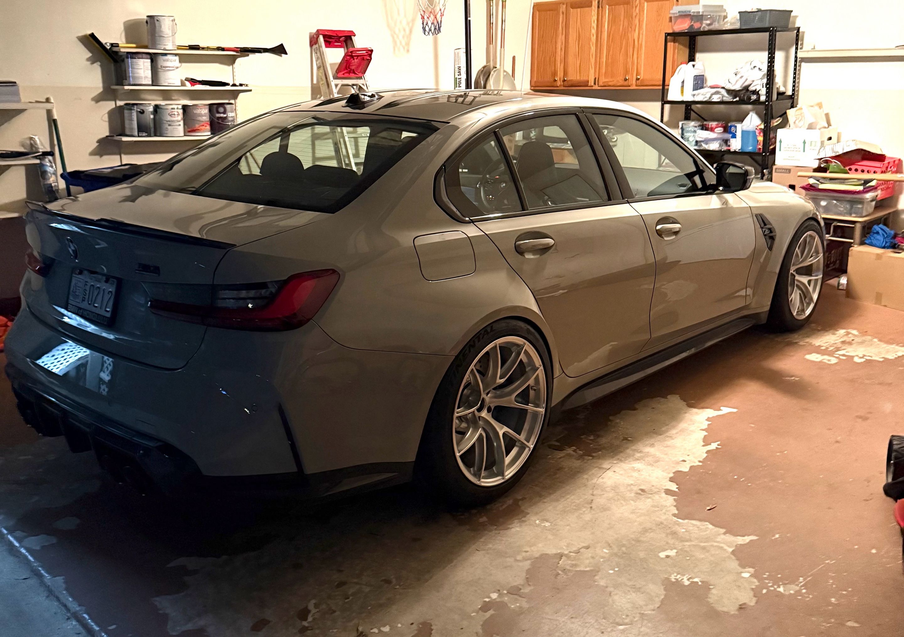 Grey BMW G80 M3 with 19" VS-5RS Apex wheels in Brushed Clear