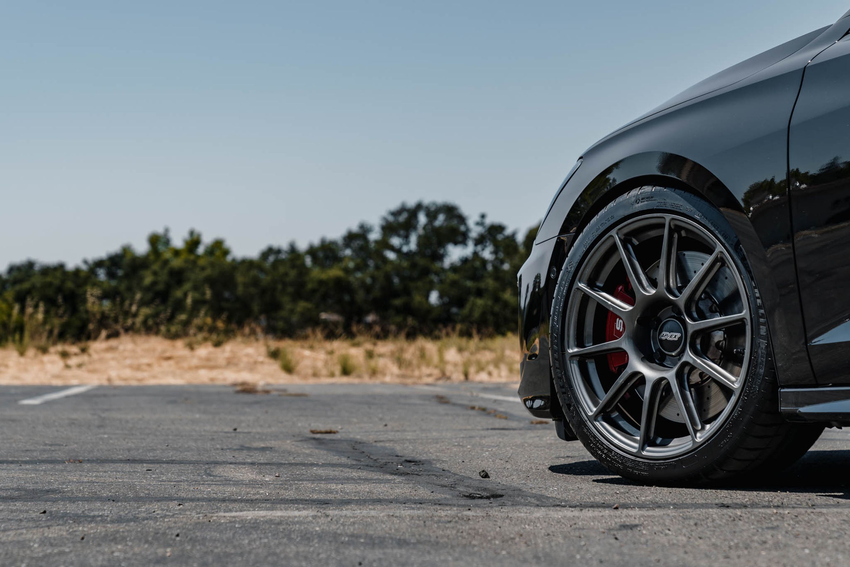 Black Audi 8Y S3 with 18" SM-10 Apex wheels in Anthracite