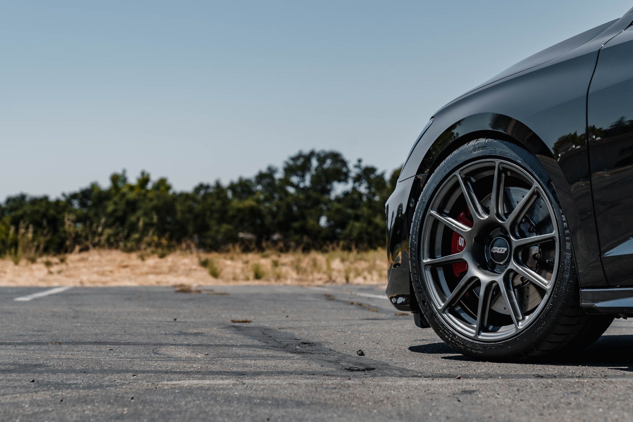 Black Audi 8Y S3 with 18" SM-10 Apex wheels in Anthracite
