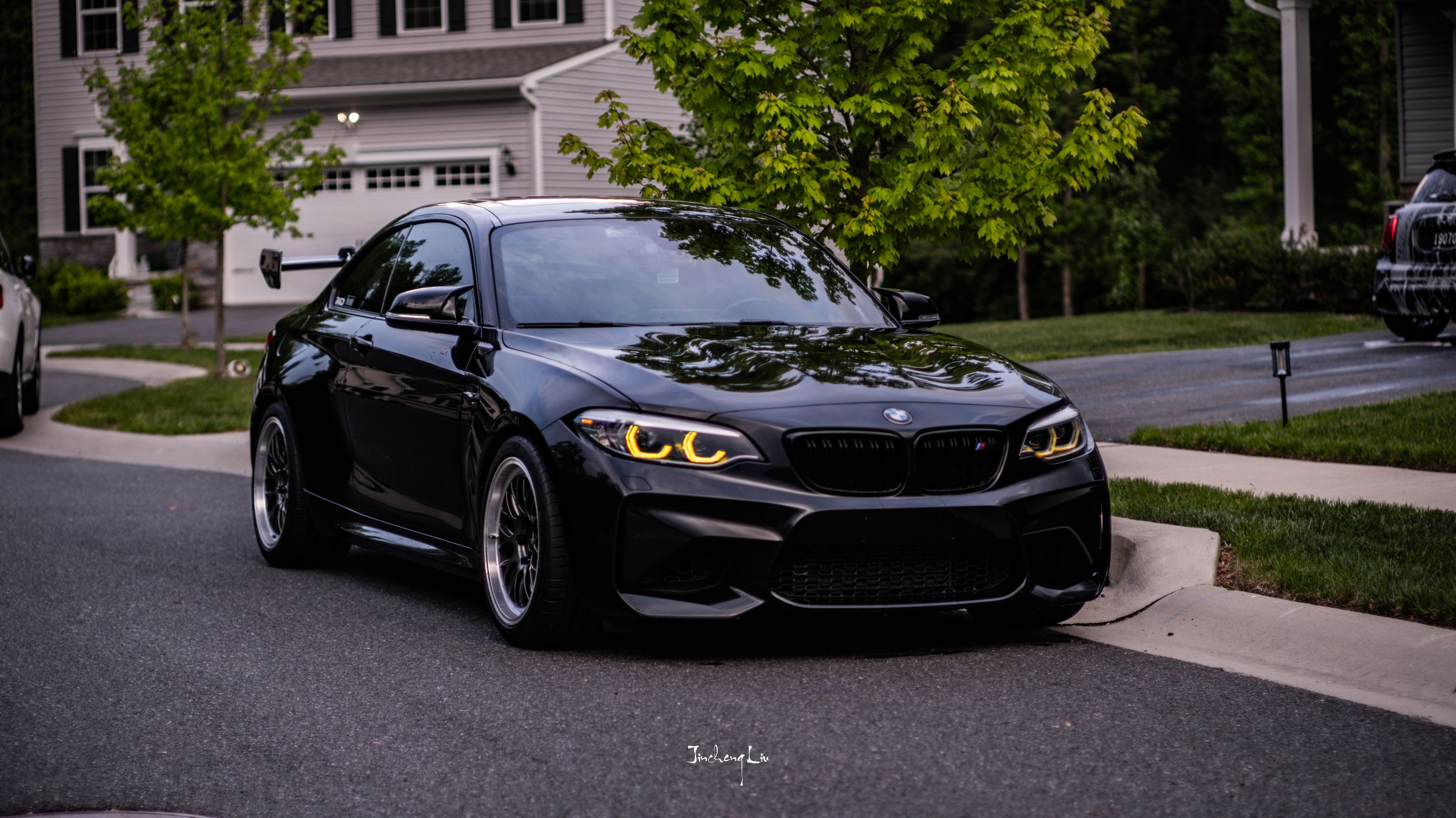 Black BMW F87 M2 with 18" ML-10RT Apex wheels in Machined Lip Anthracite