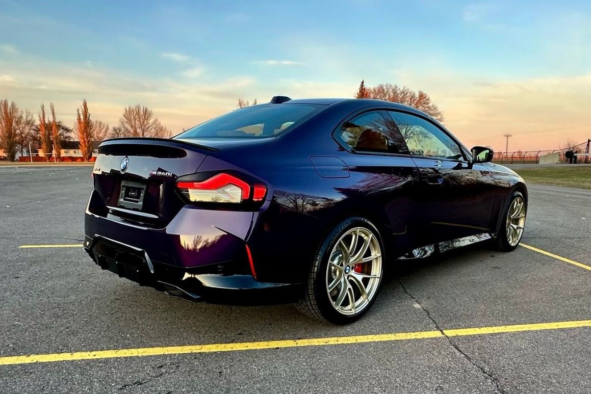 Purple BMW G42 2 Series with 19" VS-5RS Apex wheels in Motorsport Gold