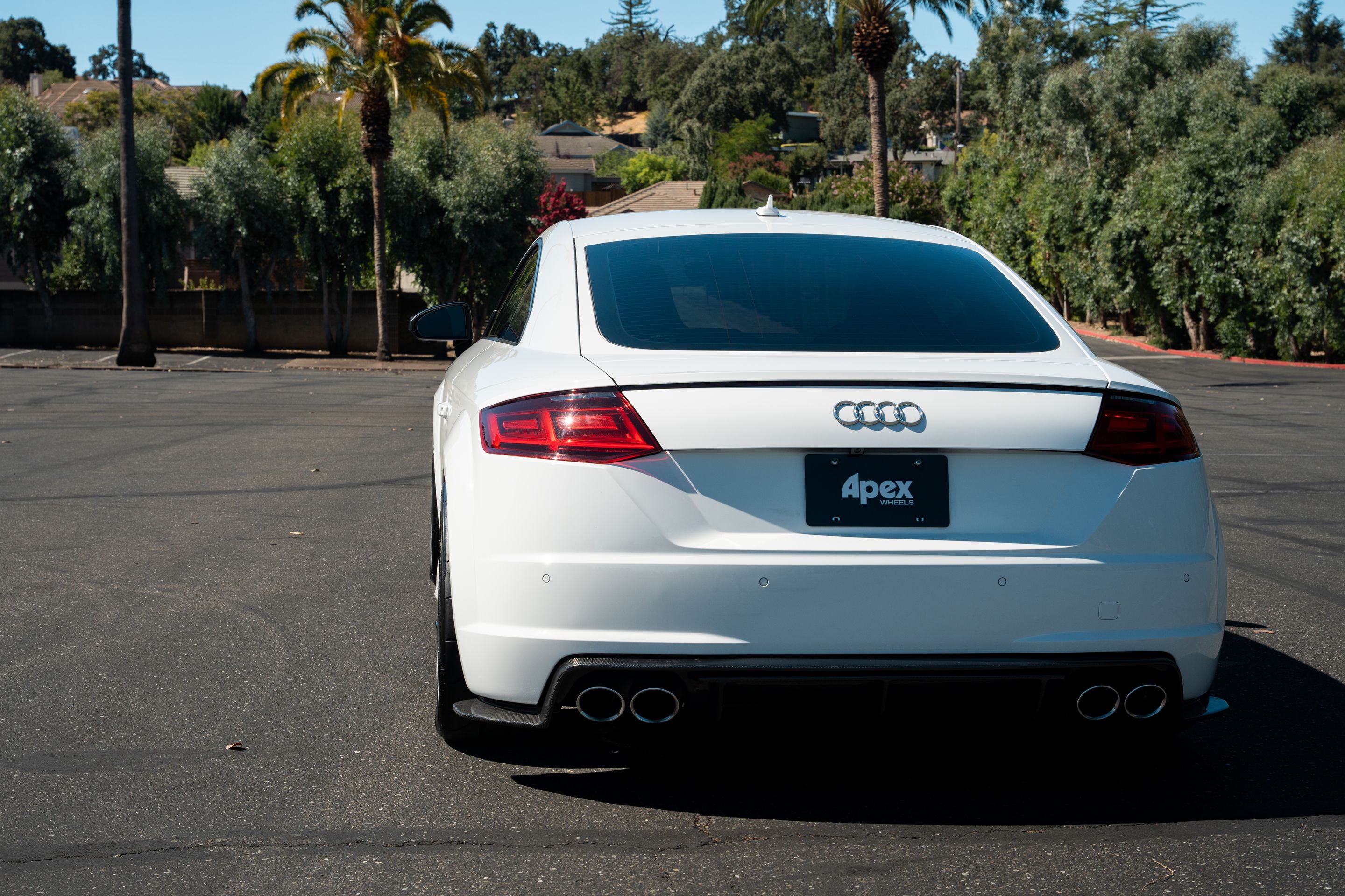 White Audi 8S TTS with 18" SM-10RS Apex wheels in Motorsport Gold