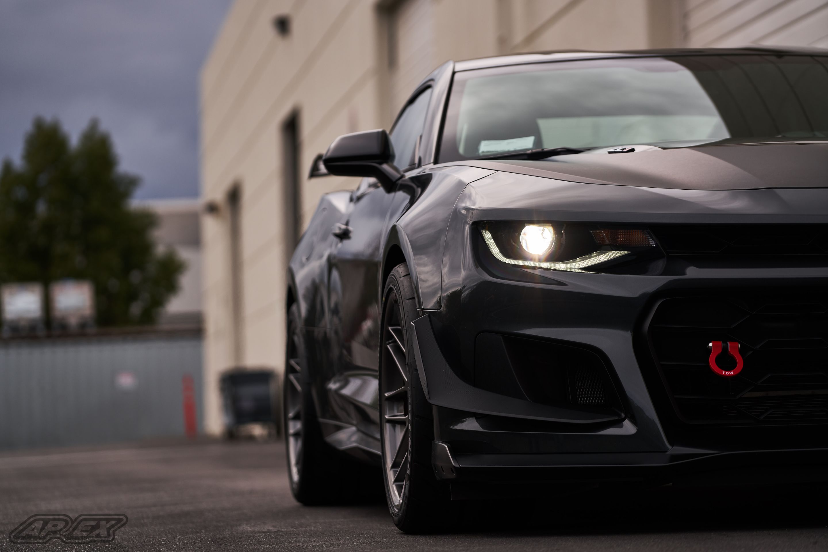 Grey Chevrolet 6th Gen Camaro ZL1 1LE with 19" ARC-8 Apex wheels in Anthracite