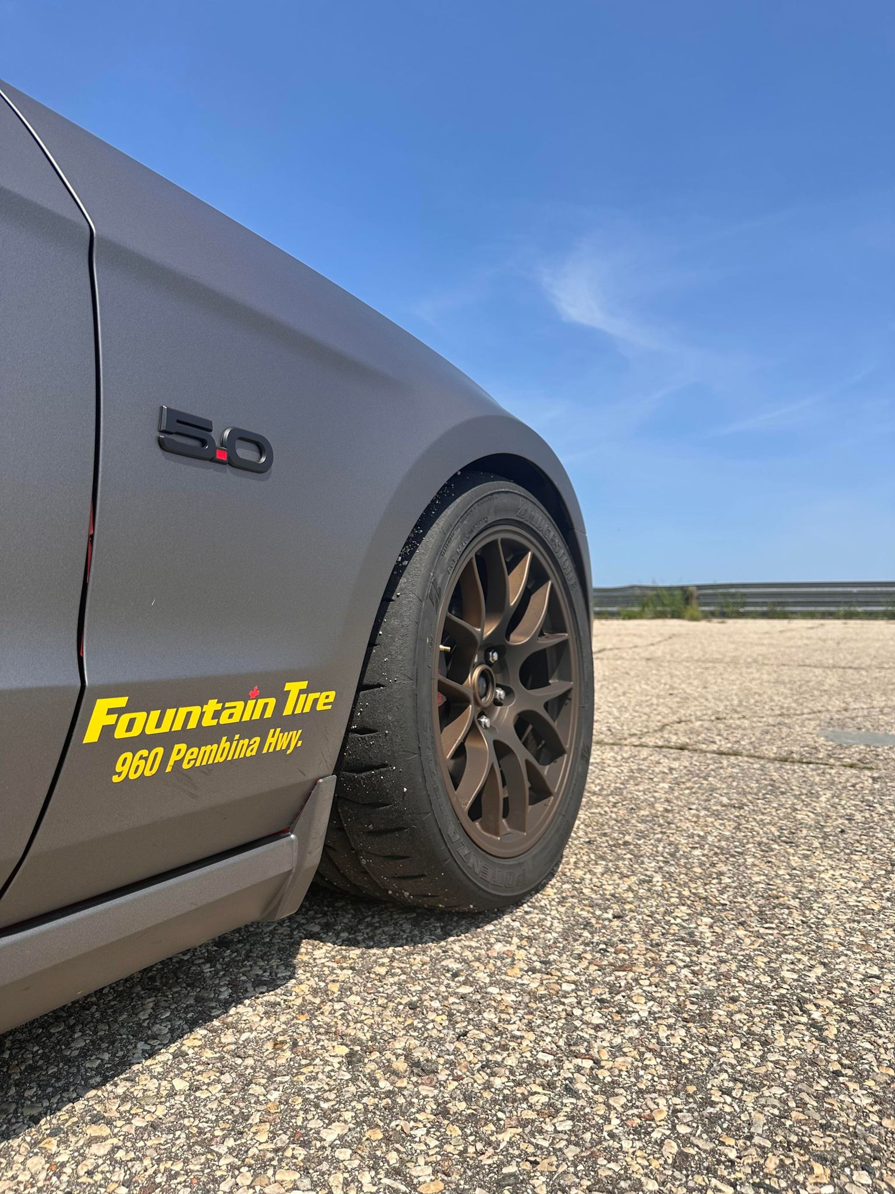 Grey Ford S197 Mustang GT with 18" EC-7 Apex wheels in Satin Bronze