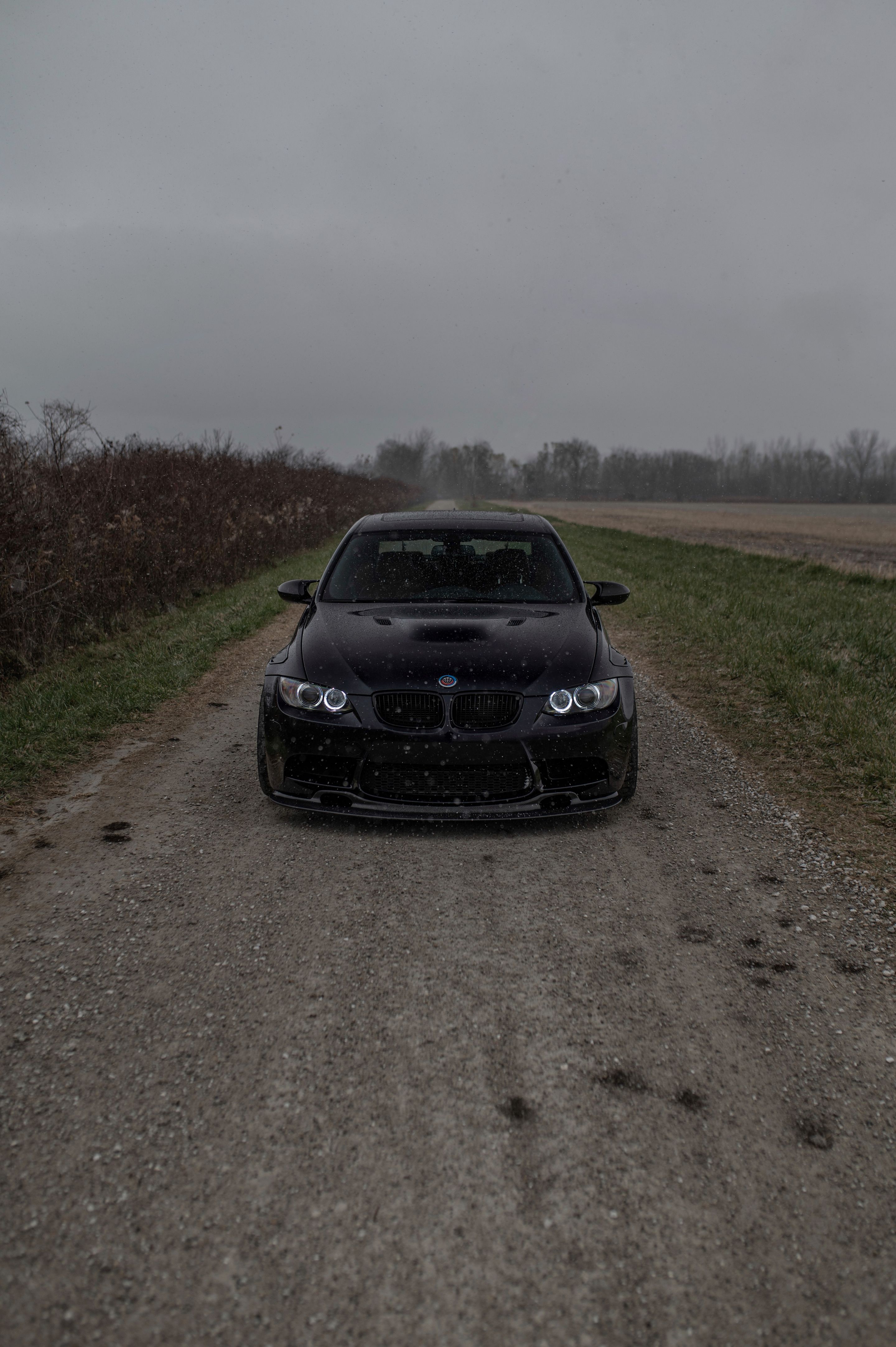Black BMW E90 Sedan M3 with 18" ARC-8 Apex wheels in Satin Black