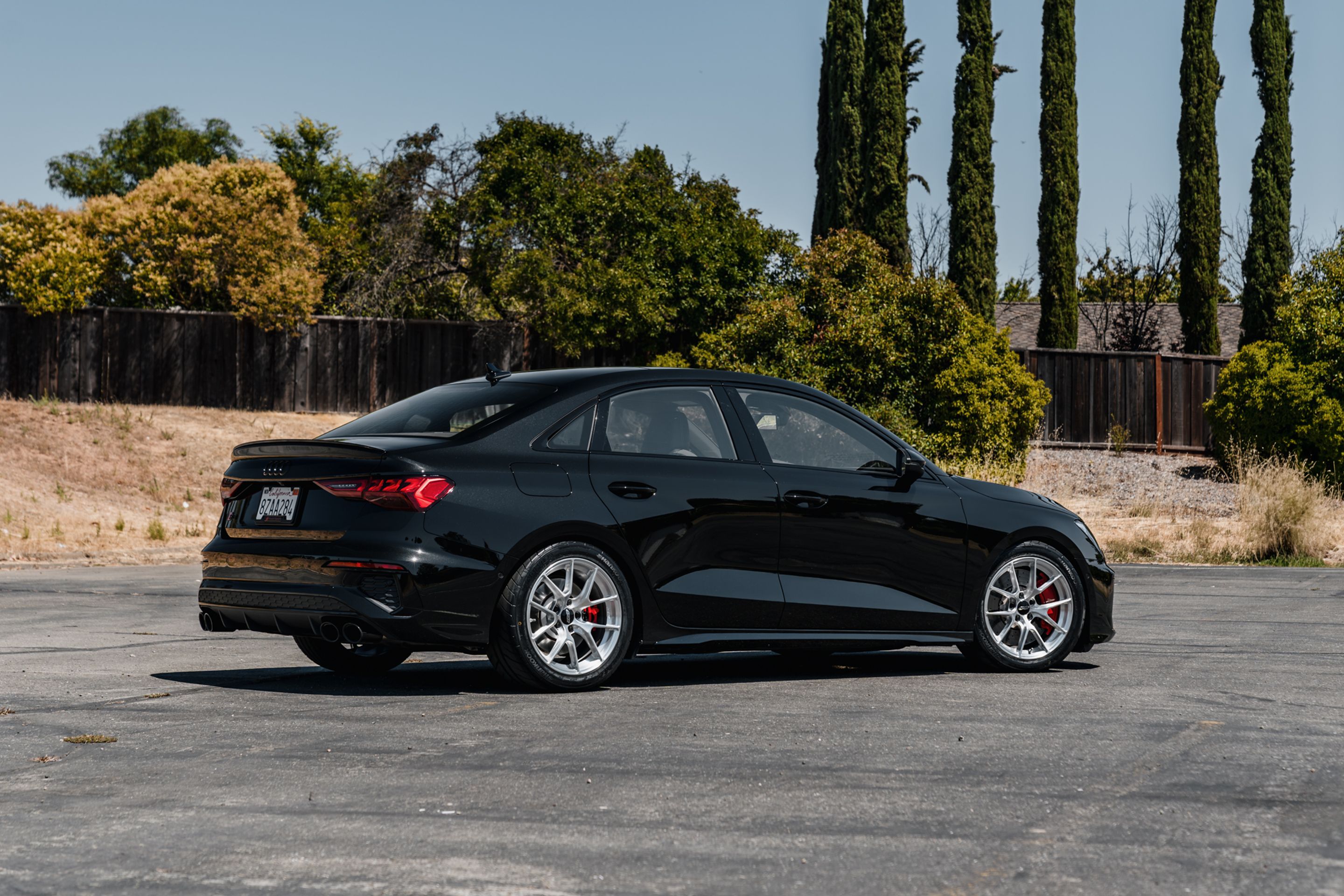 Black Audi 8Y S3 with 17" VS-5RS Apex wheels in Brushed Clear