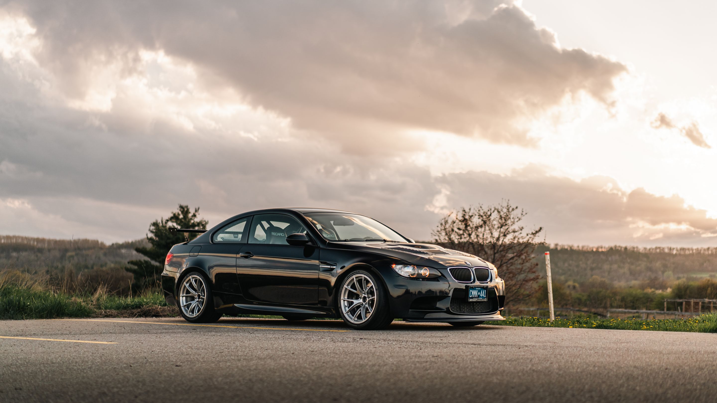 Black BMW E92 Coupe M3 with 18" VS-5RS Apex wheels in Brushed Clear