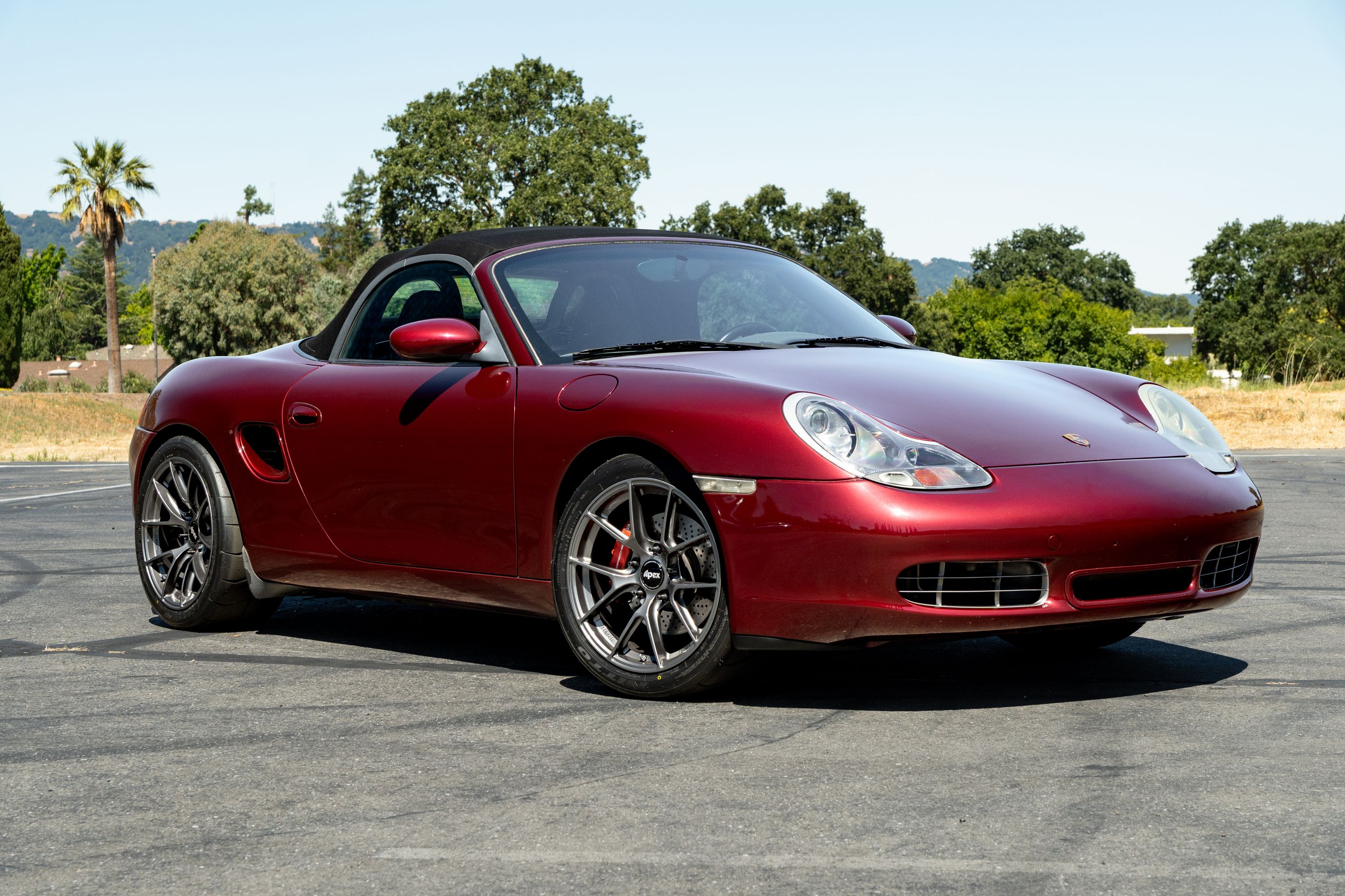 Red Porsche 986 Boxster with 18" VS-5RS Apex wheels in Anthracite