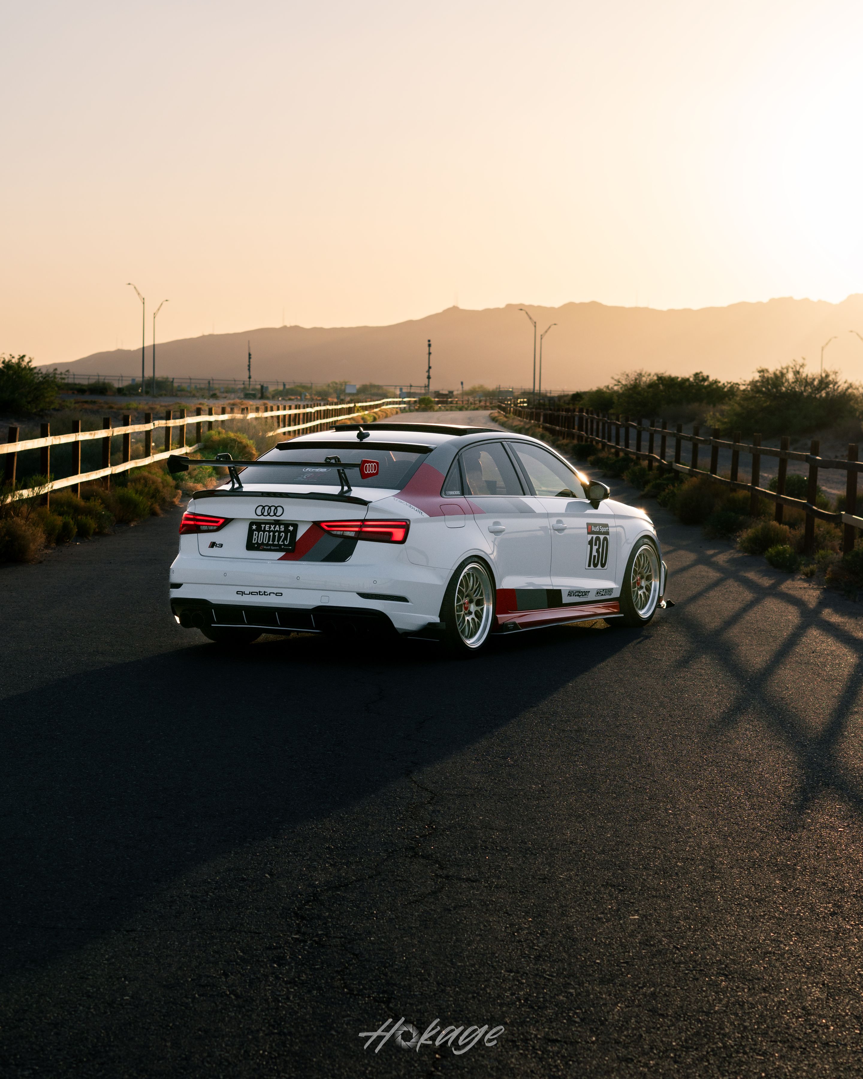 Race Livery Audi 8V A3 with 18" ML-10RT Apex wheels in Machined Lip Gloss Motorsport Gold