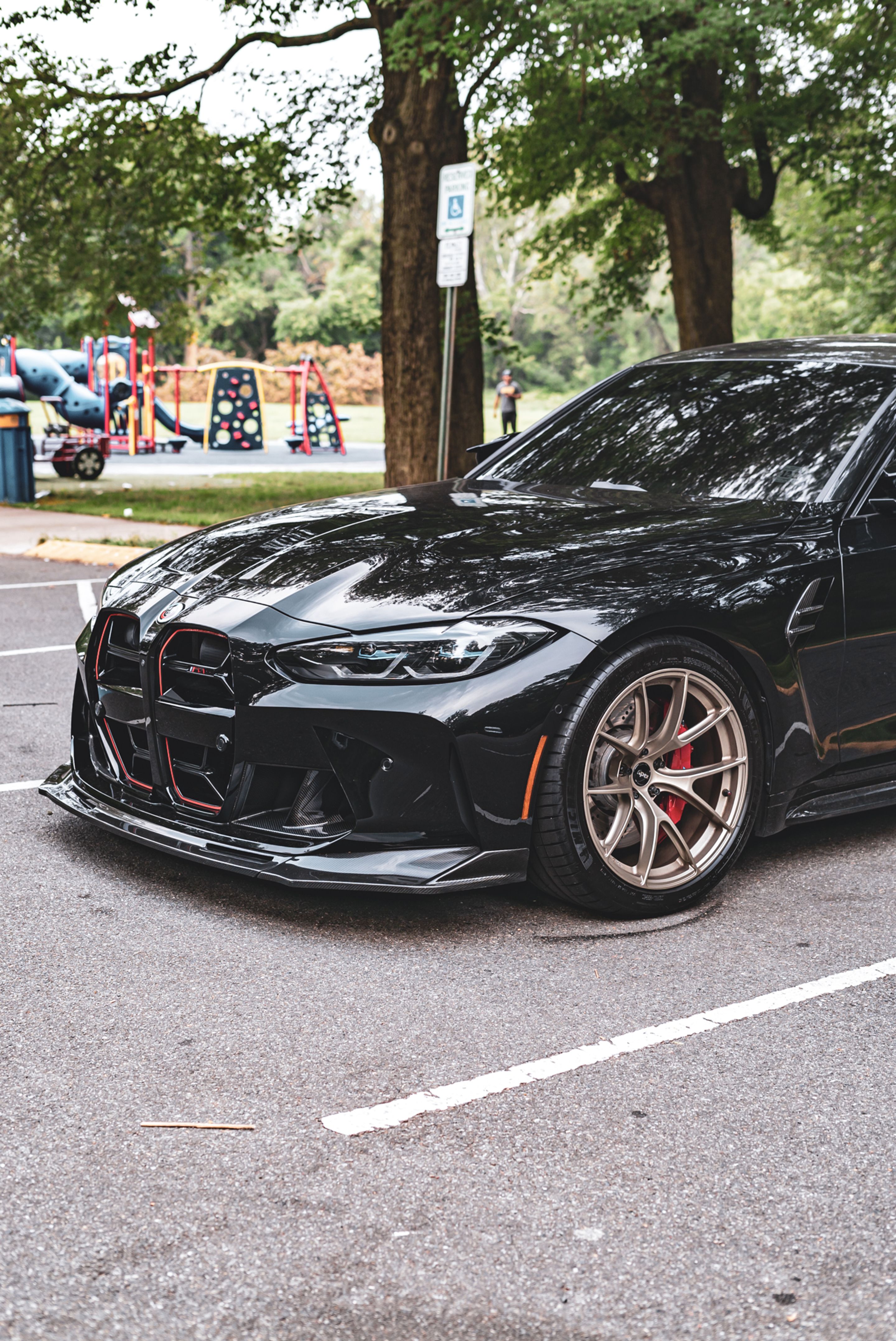 Black BMW G80 M3 with 19" VS-5RS Apex wheels in Motorsport Gold