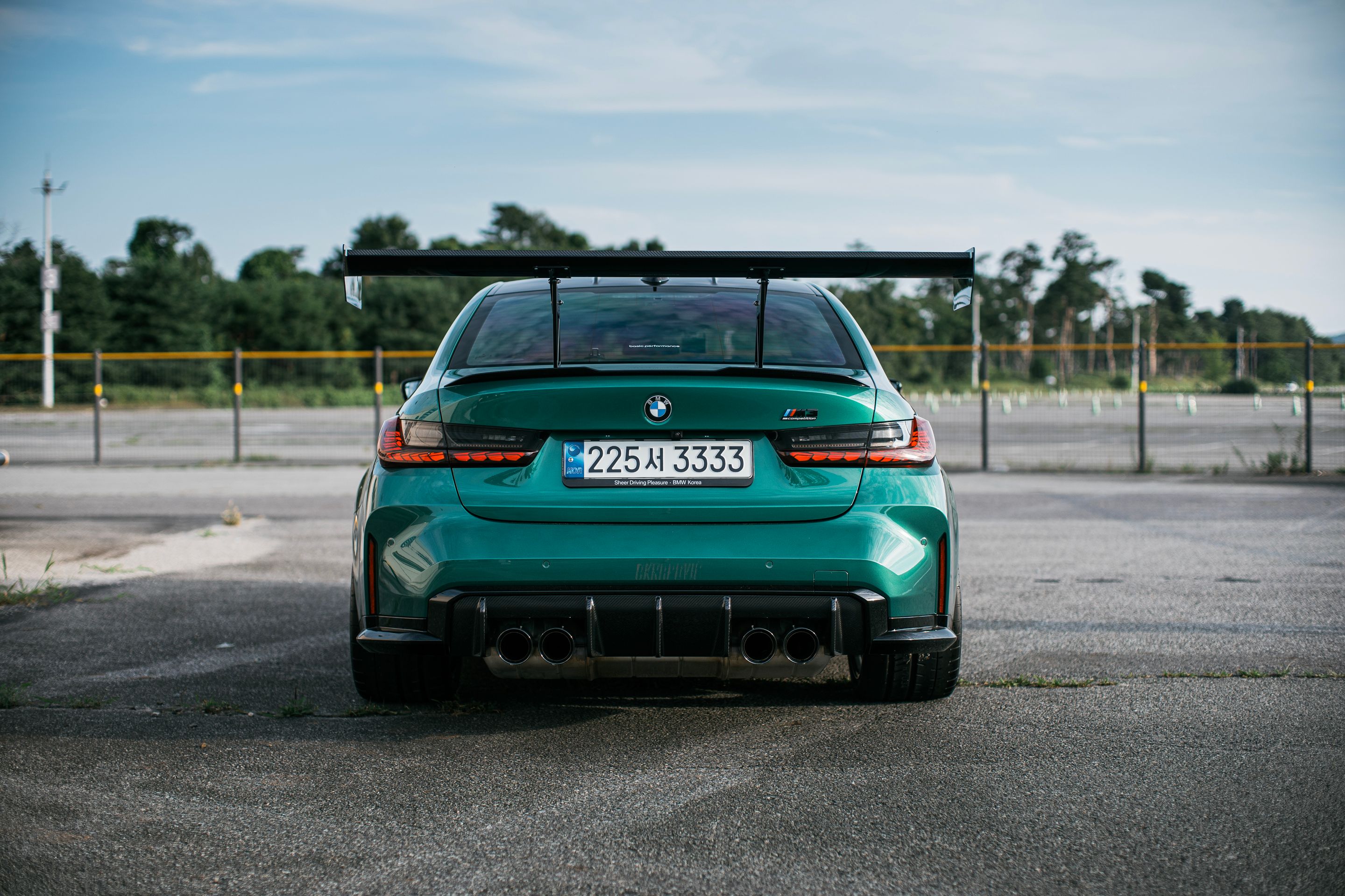 Green BMW G80 M3 with 19" VS-5RS Apex wheels in Brushed Clear