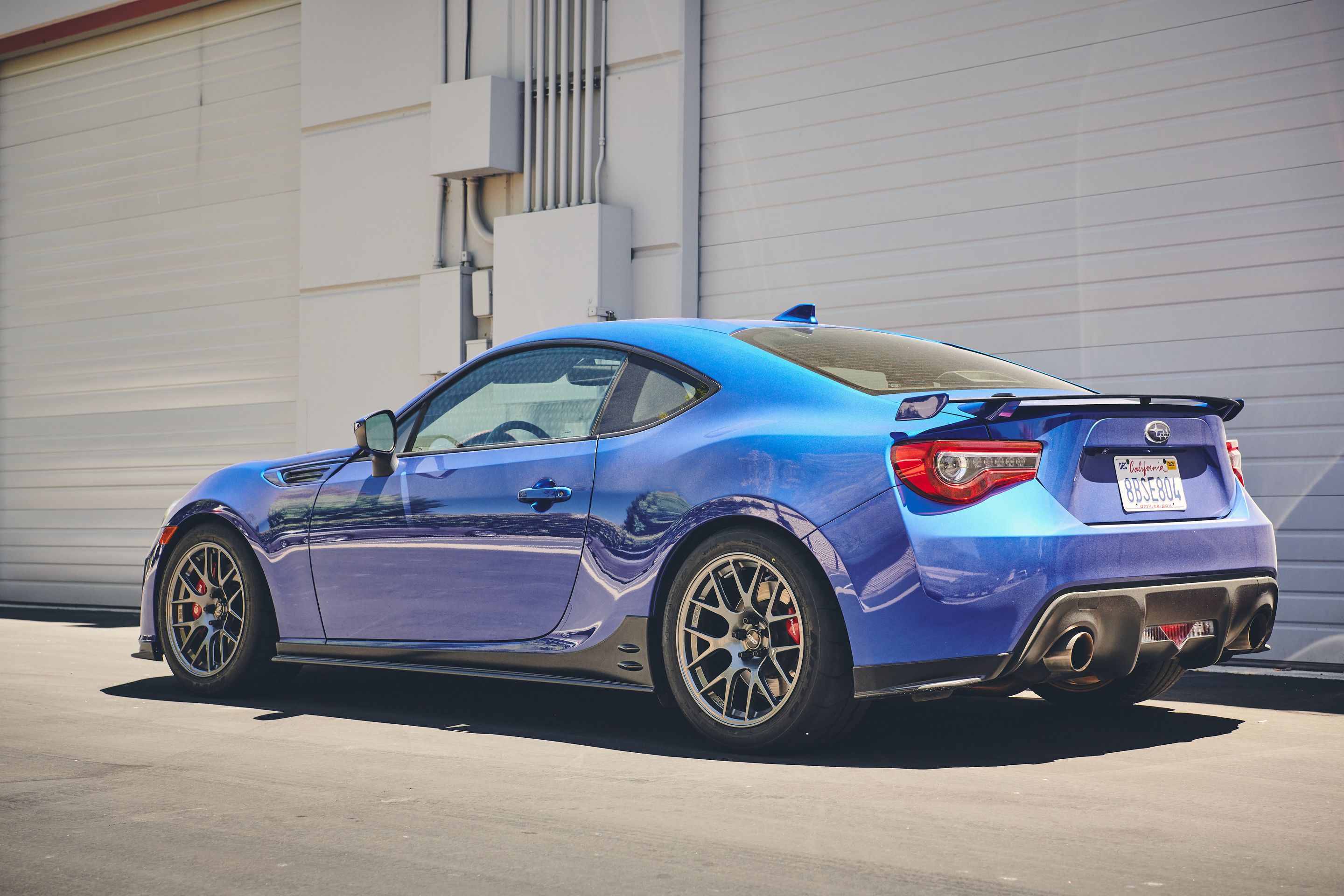 Blue Subaru ZC6 / Gen 1 BRZ with 17" EC-7R Apex wheels in Anthracite