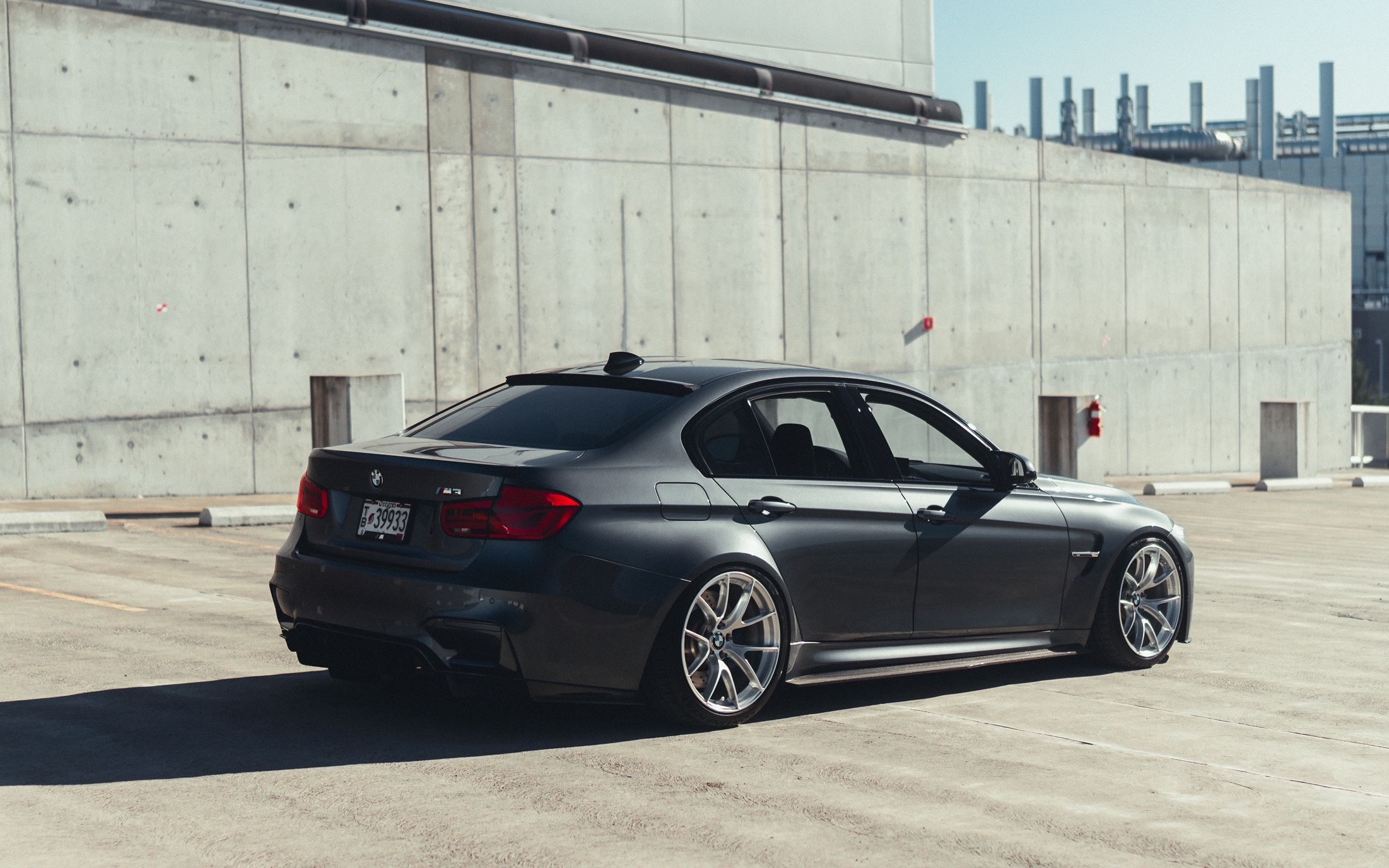 Grey BMW F80 M3 with 19" VS-5RS Apex wheels in Brushed Clear