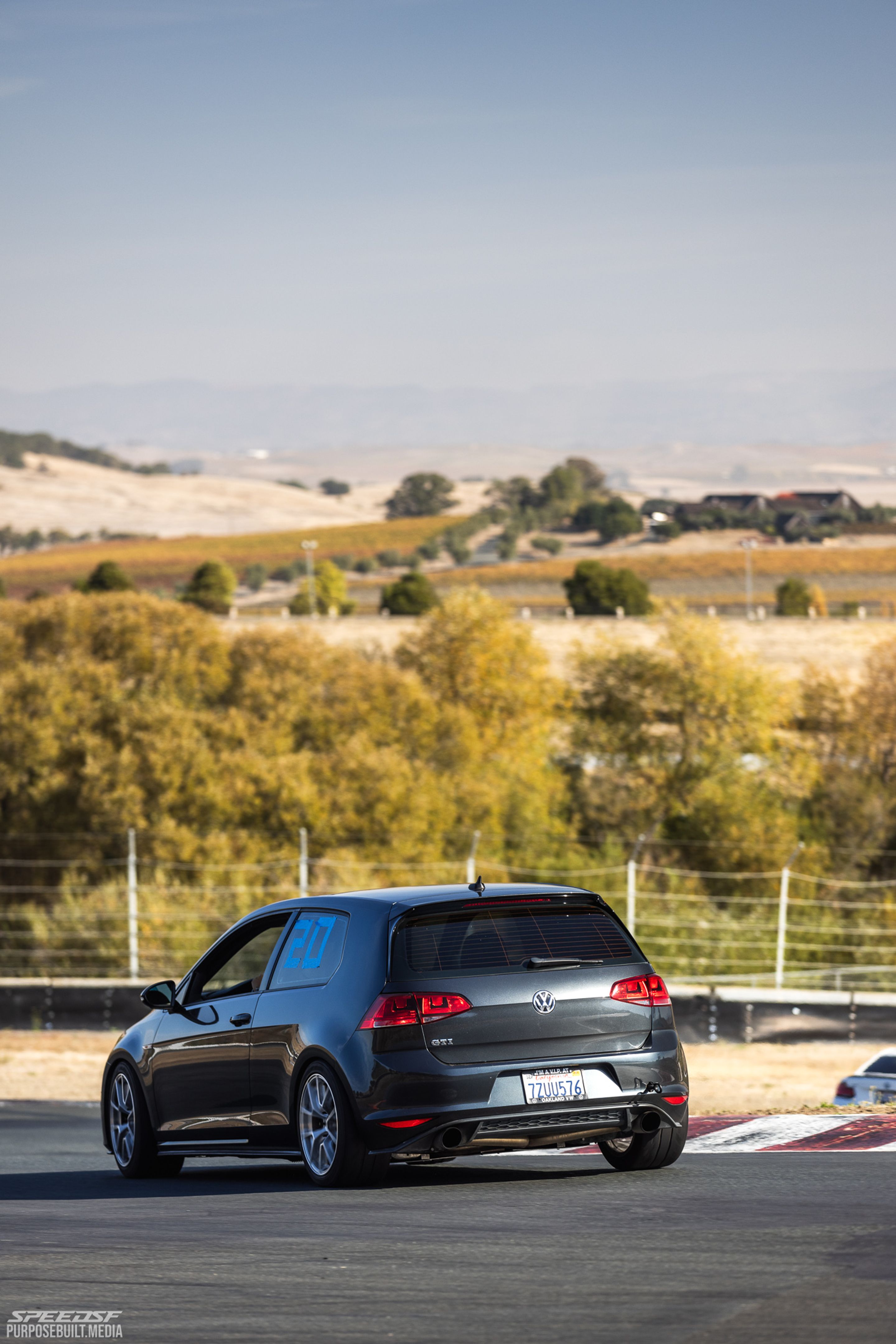 Grey VW MK7 GTI with 17" VS-5RS Apex wheels in Brushed Clear
