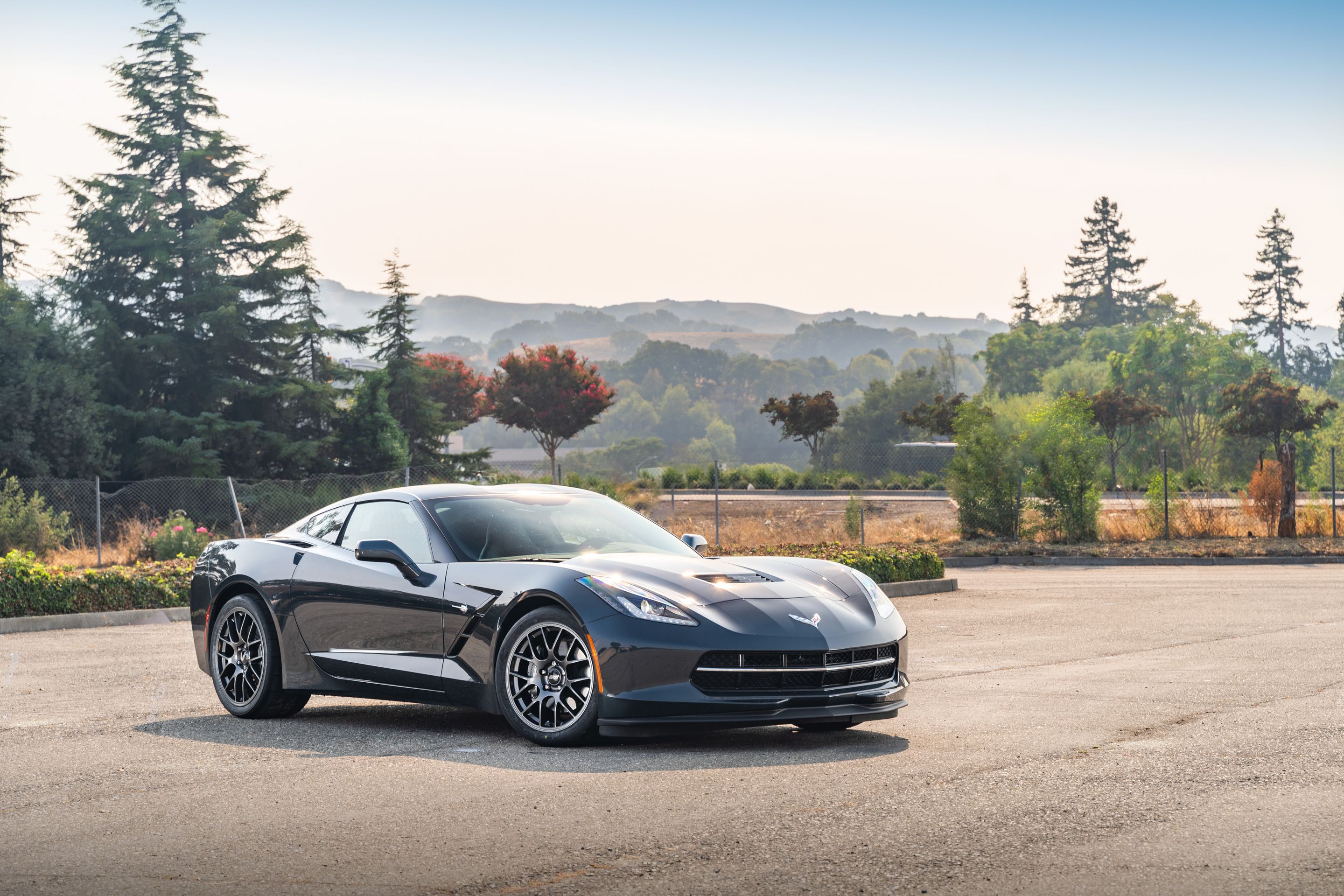 Grey Chevrolet C7 Corvette Stingray/Z51 with 18"/19" EC-7 Apex wheels in Anthracite