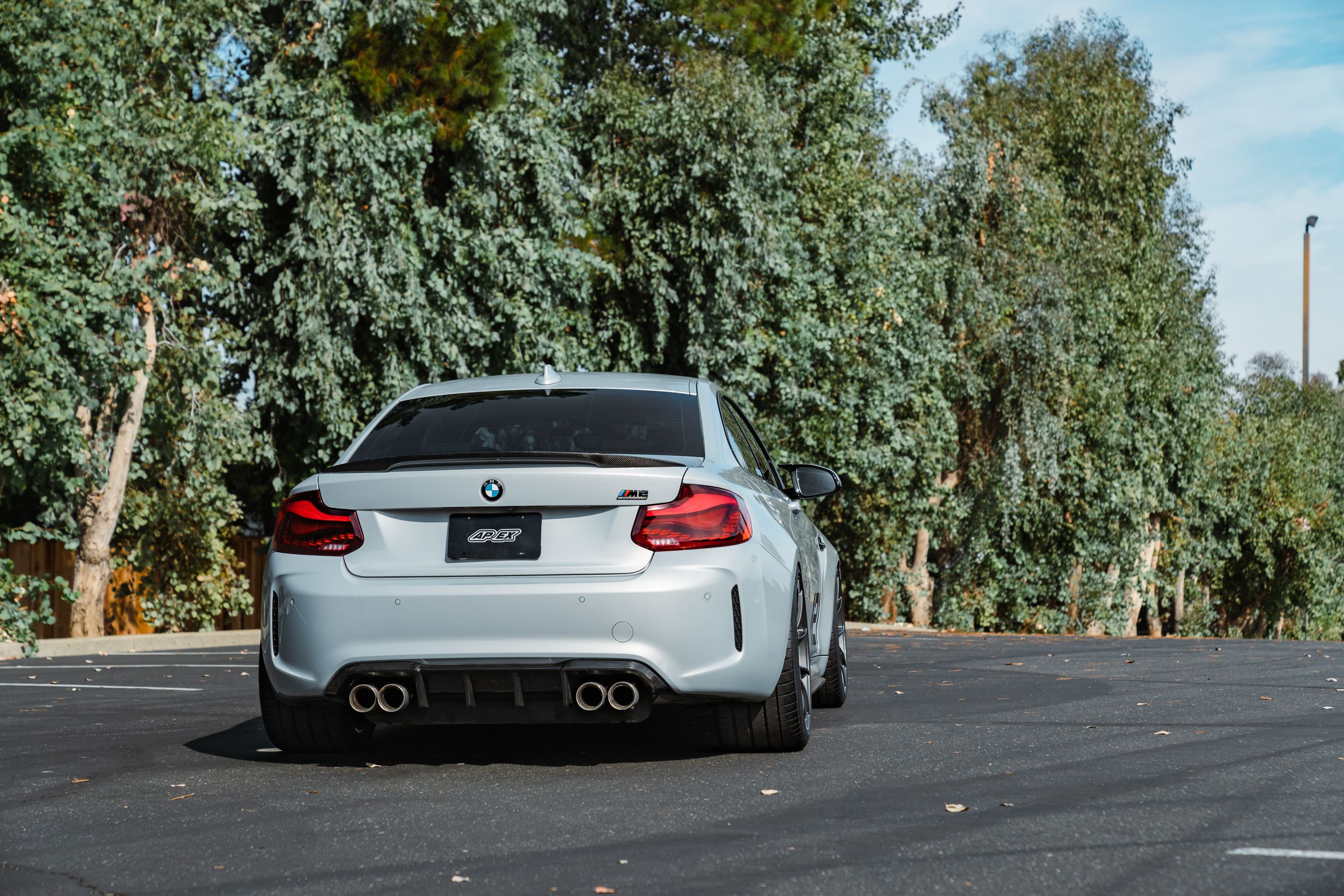 Silver BMW F87 M2 with 20" VS-5RS Apex wheels in Anthracite